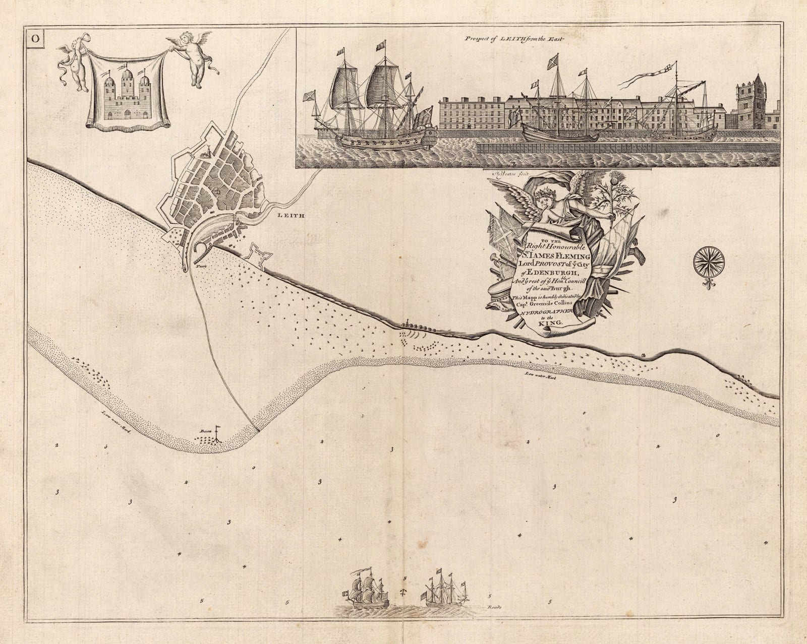 Capt. Greenvile Collins, Sea Chart of Leith, Edinburgh, 1785