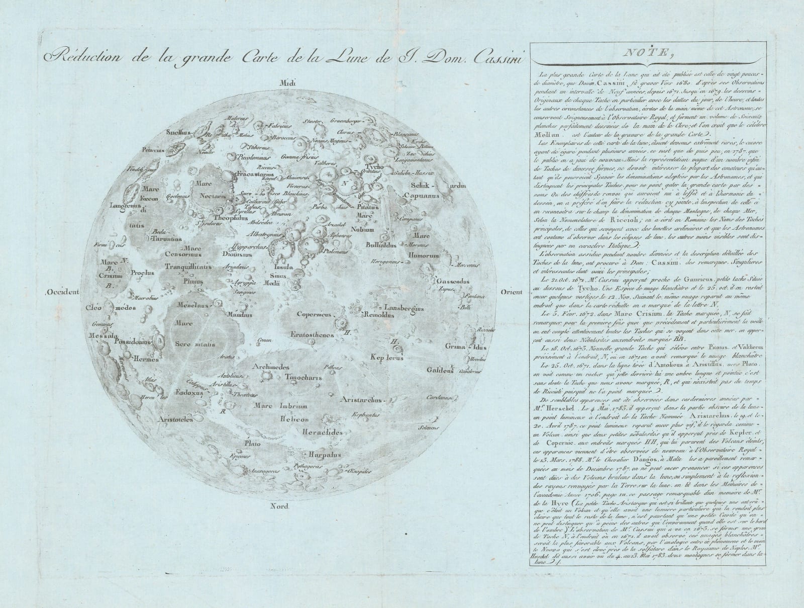Jean-Dominique Cassini, Réduction de la grande Carte de la Lune de J. Dom. Cassini, 1788