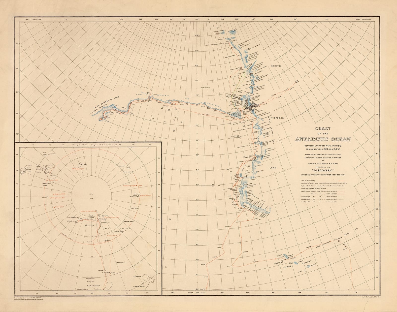 George F. A. Mulock, Chart of the Antarctic Ocean, 1904