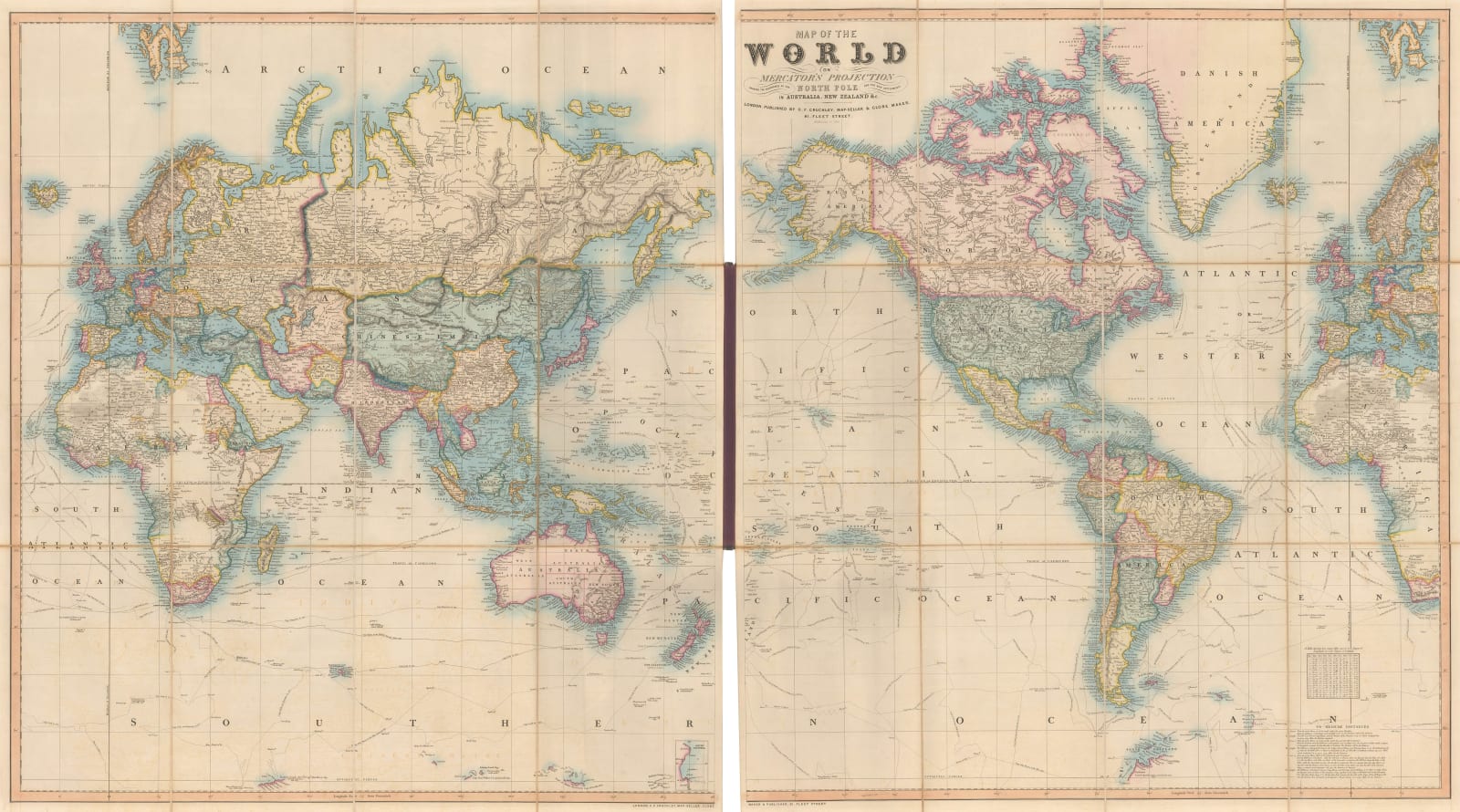 George Frederick Cruchley, Map of the World on Mercator's Projection, 1855