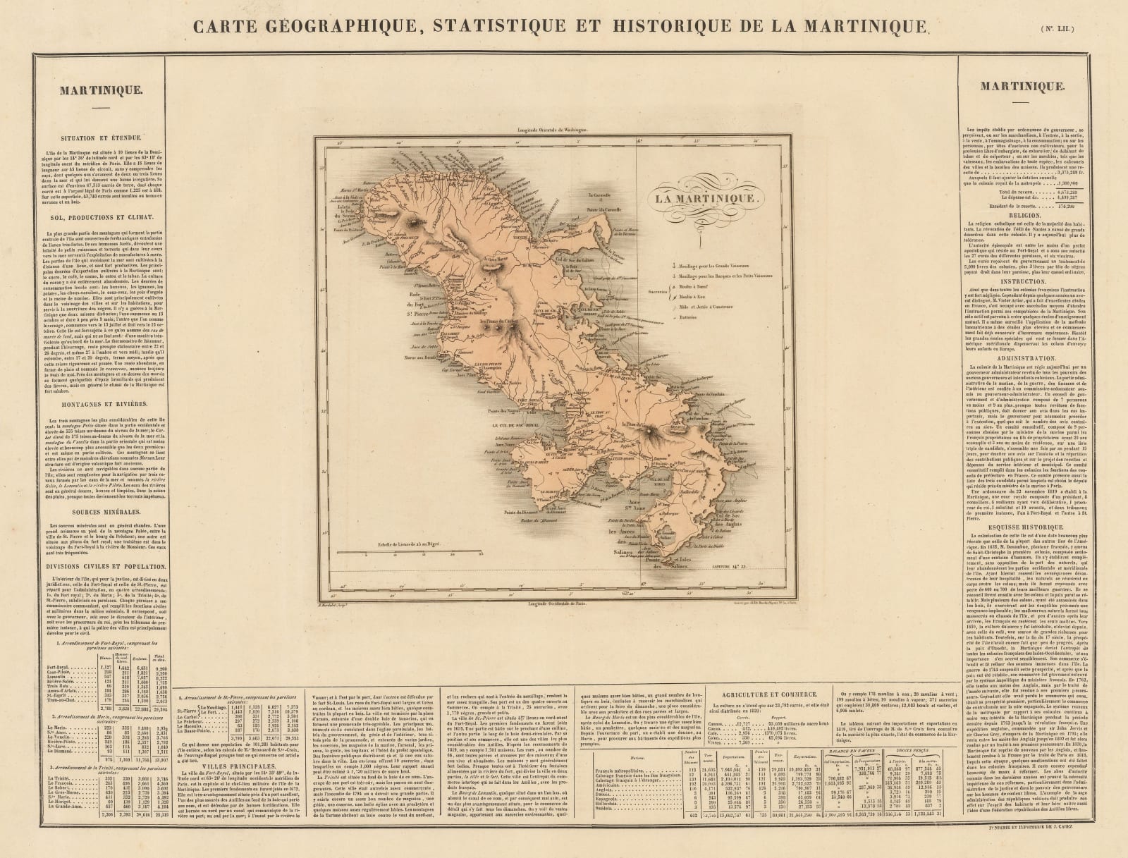 Jean Buchon, Geographical, Statistical and Historical map of Martinique, 1825