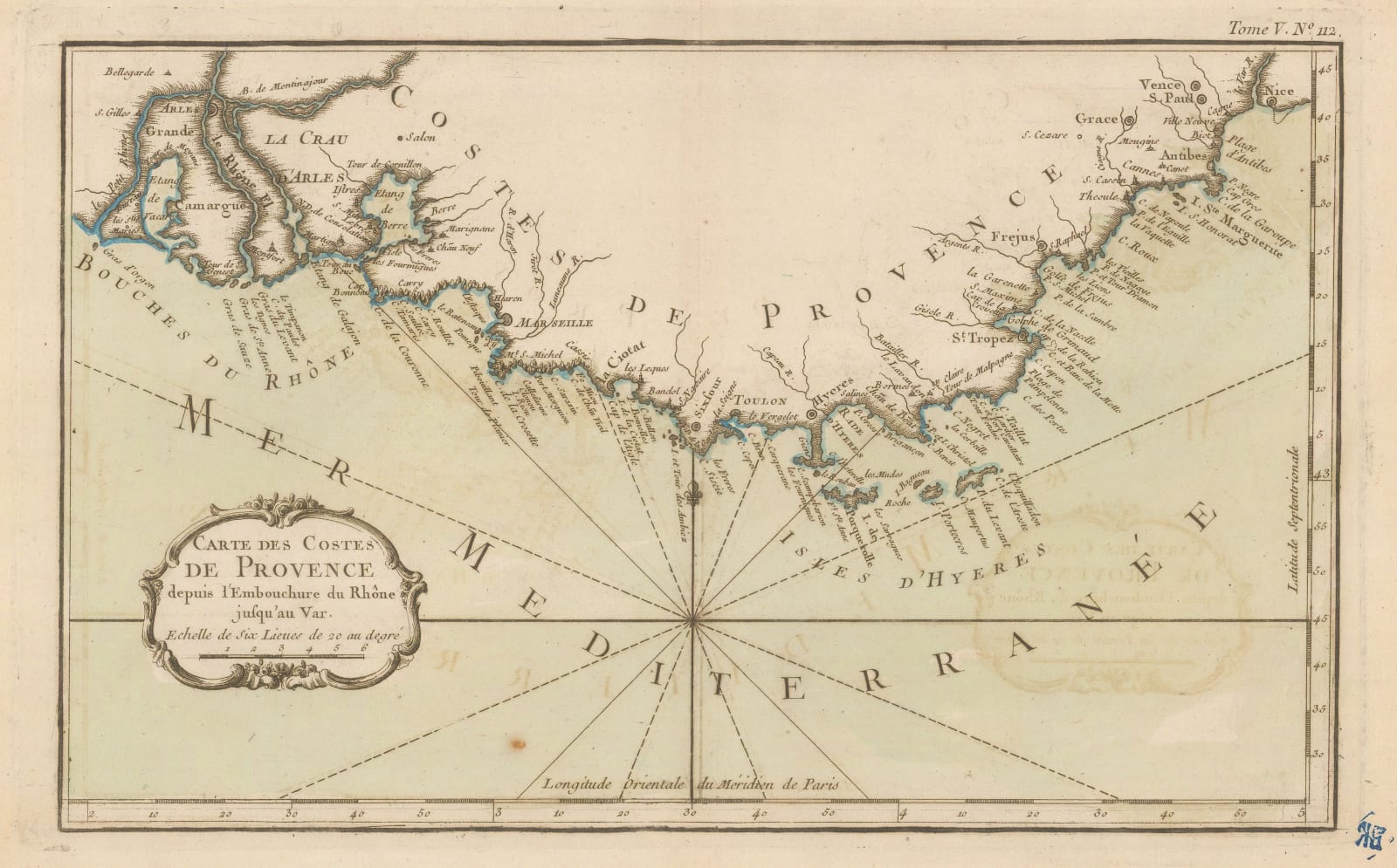Jacques-Nicolas Bellin, Coast of Provence from La Crau d'Arles to Nice, 1764