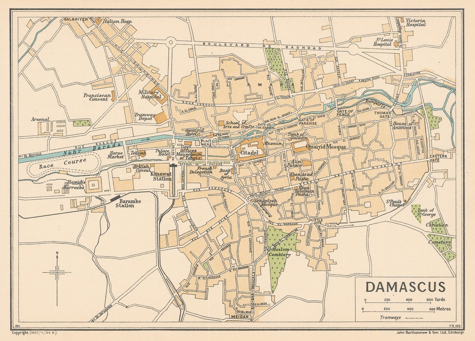 John Bartholomew & Son, Damascus, 1934