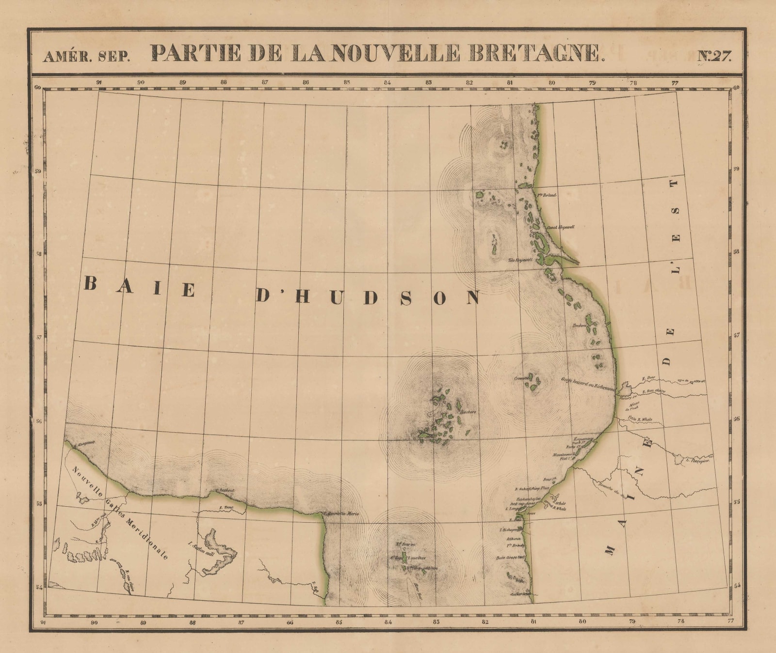 Philippe Vandermaelen, Hudson Bay and entrance to James Bay, 1827