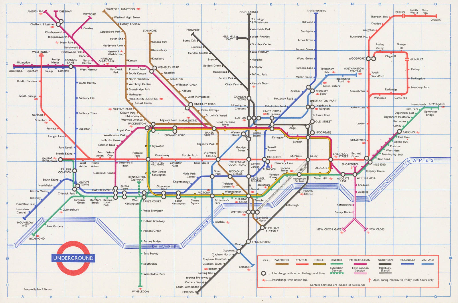 Paul E. Garbutt, London Underground Map, 1971