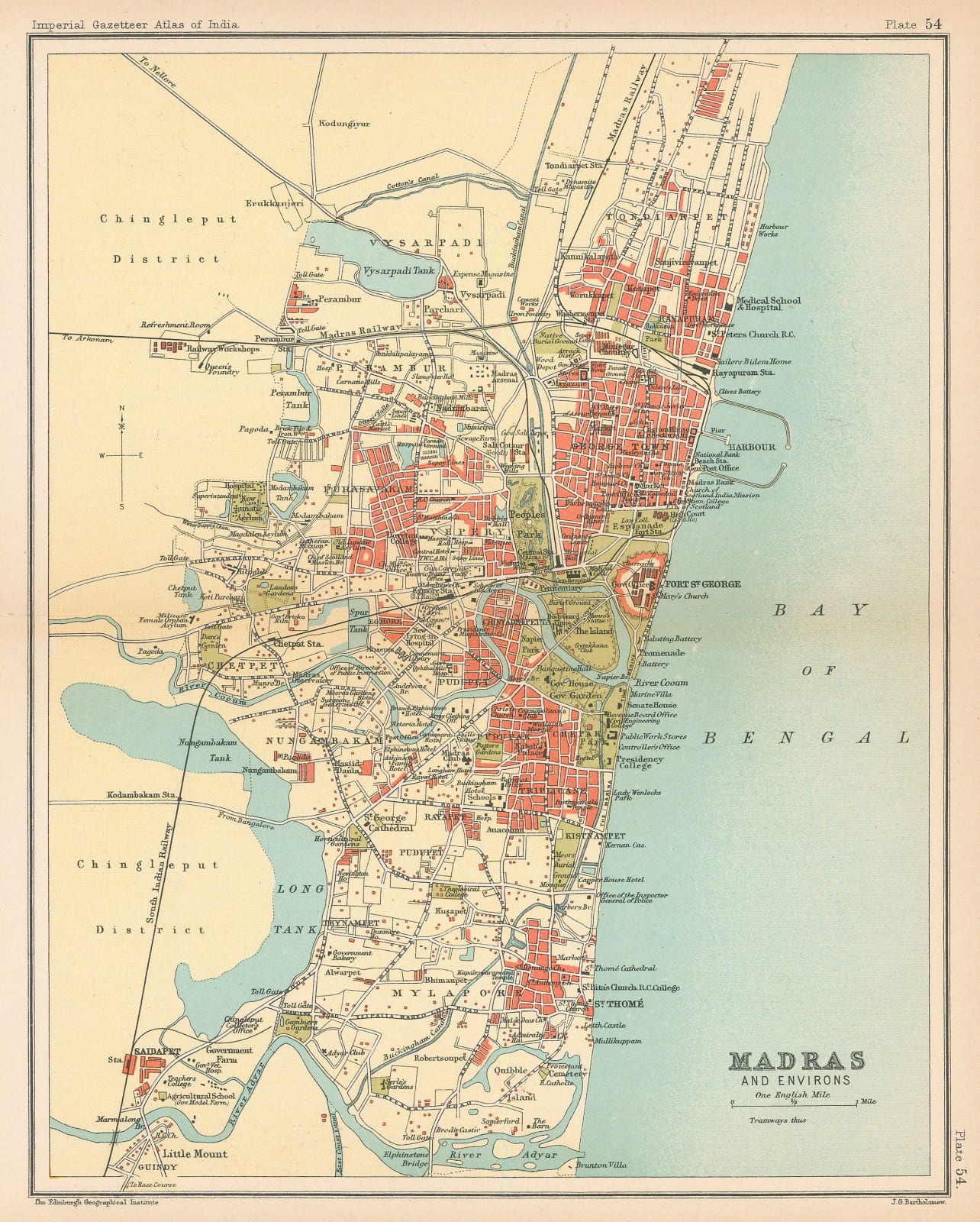 John Bartholomew & Co., Madras (Chennai), 1909