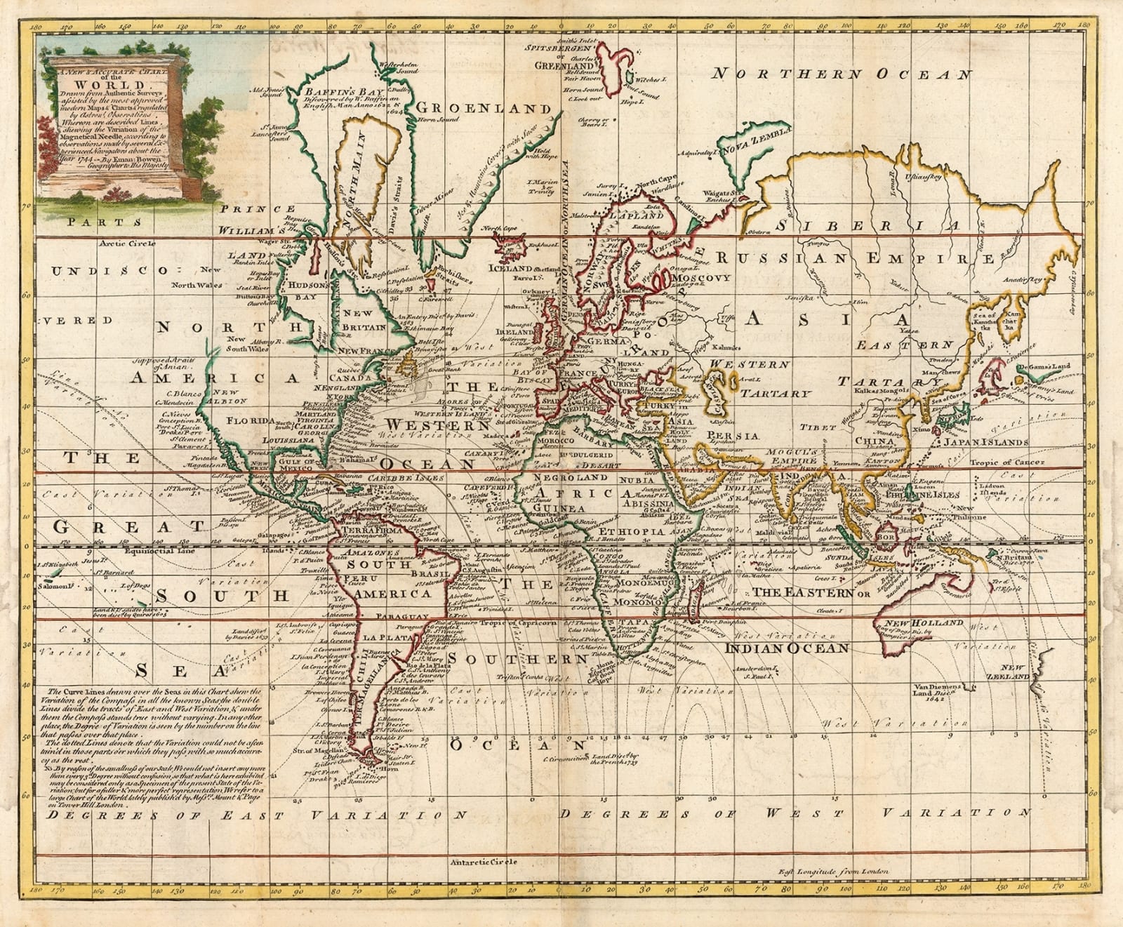 Emanuel Bowen, A New & Accurate Chart of the Known World, 1766