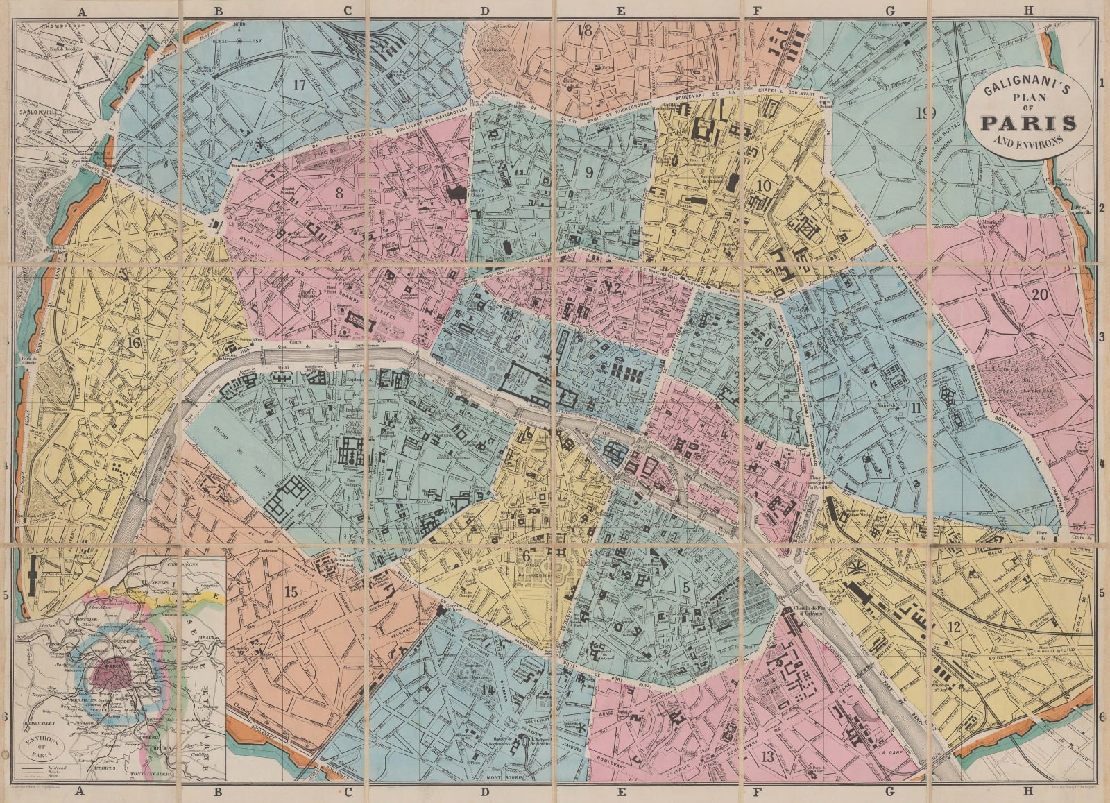 A. & W. Galignani & Co., Paris divided into Arrondissements, 1860 c.