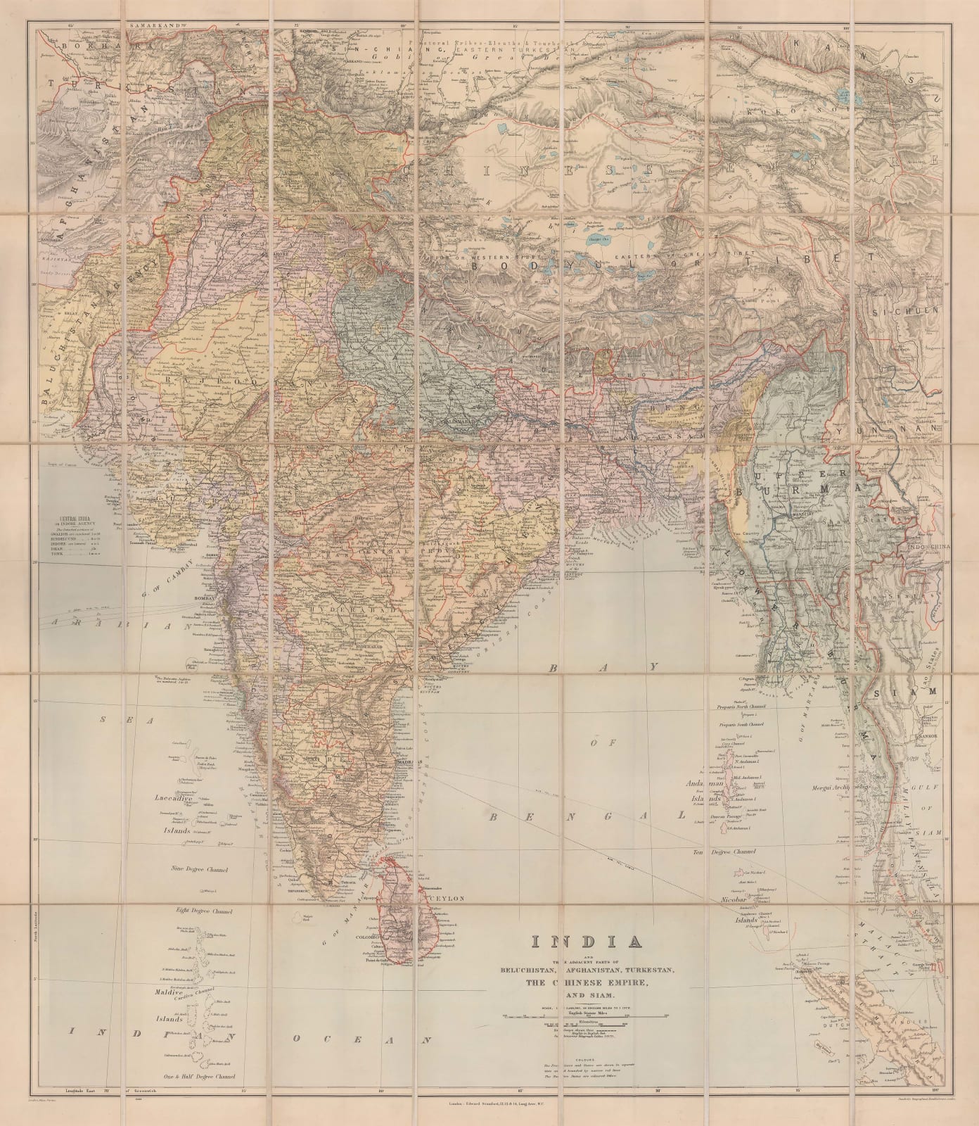 Edward Stanford, Stanford's Portable Map of India, 1908 (c.)