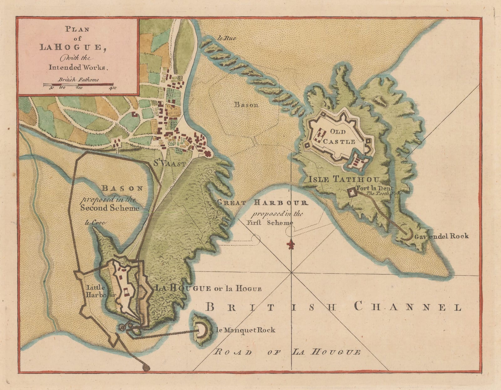 Thomas Jefferys, Plan of La Hogue with the Intended Works, 1800 c.