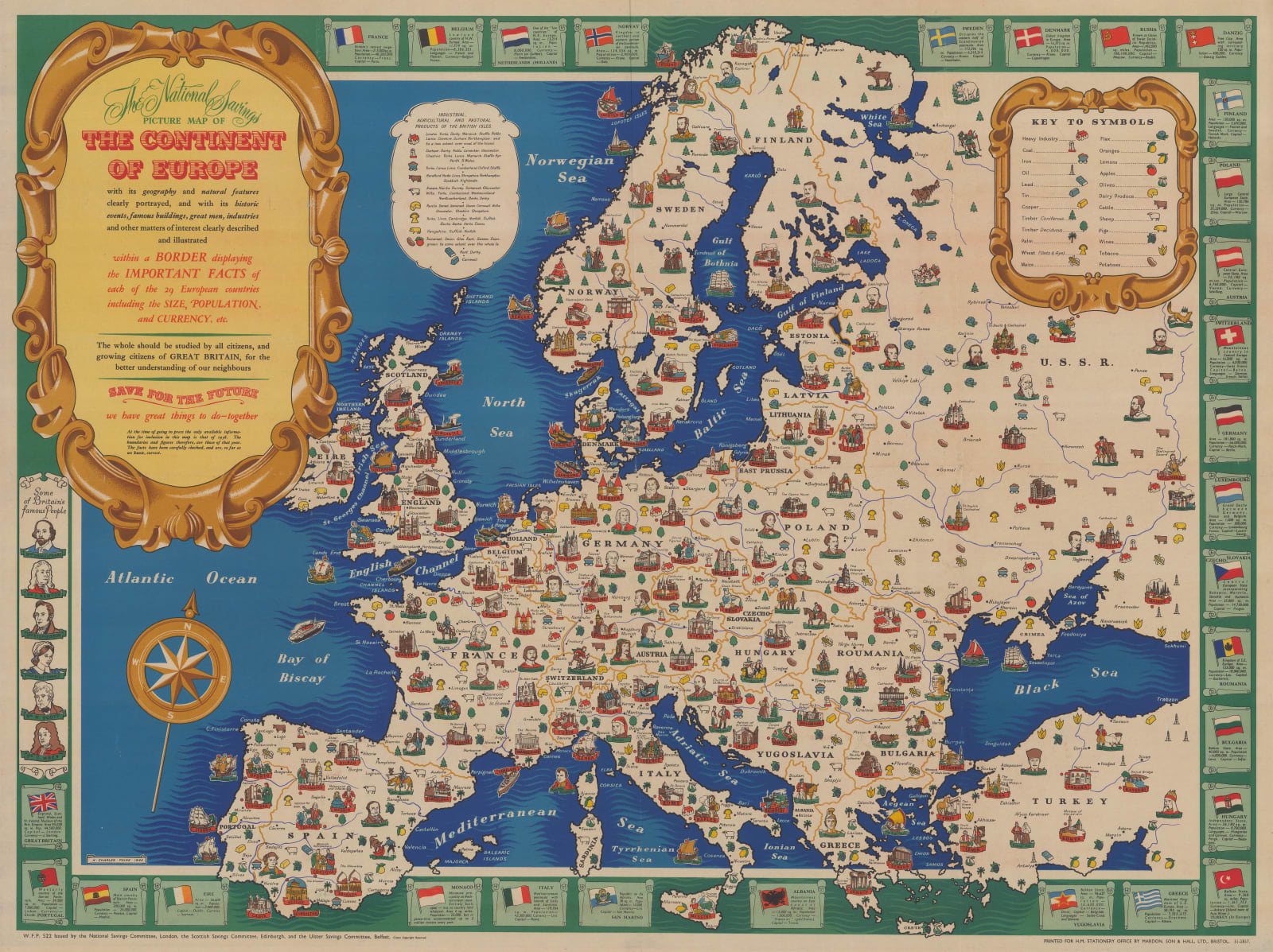 H. Charles Paine, The National Savings Picture Map of the Continent of Europe, 1945