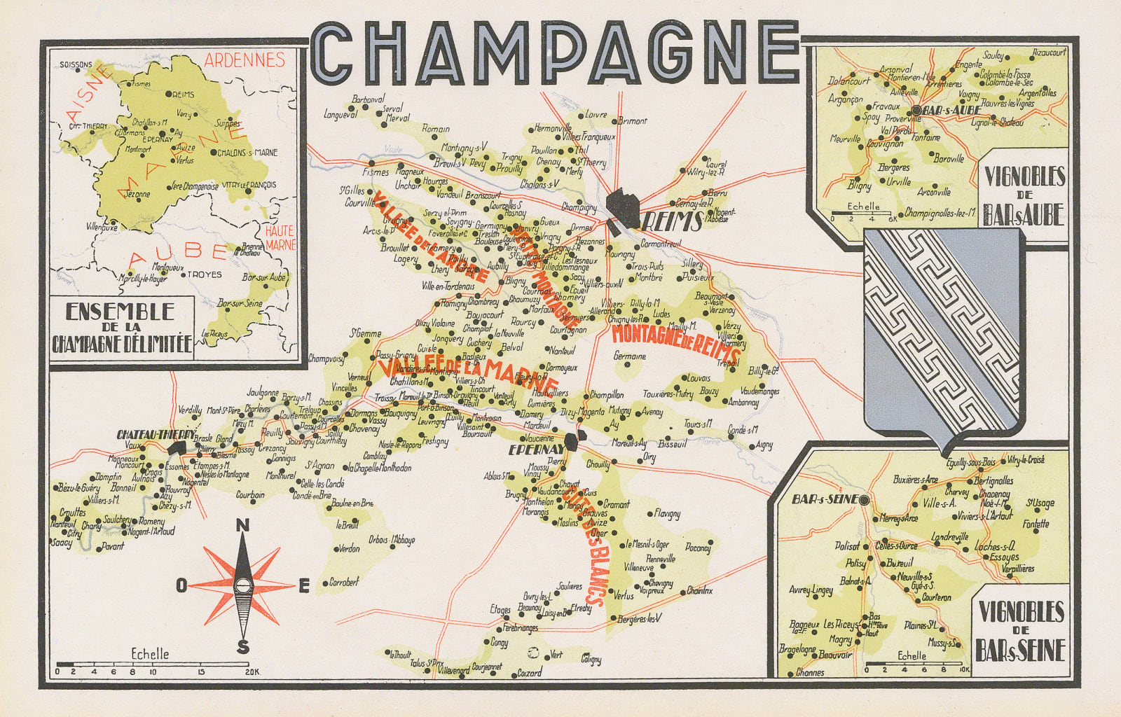 Walter Crotch, Wine Map of the Champagne Region, 1947