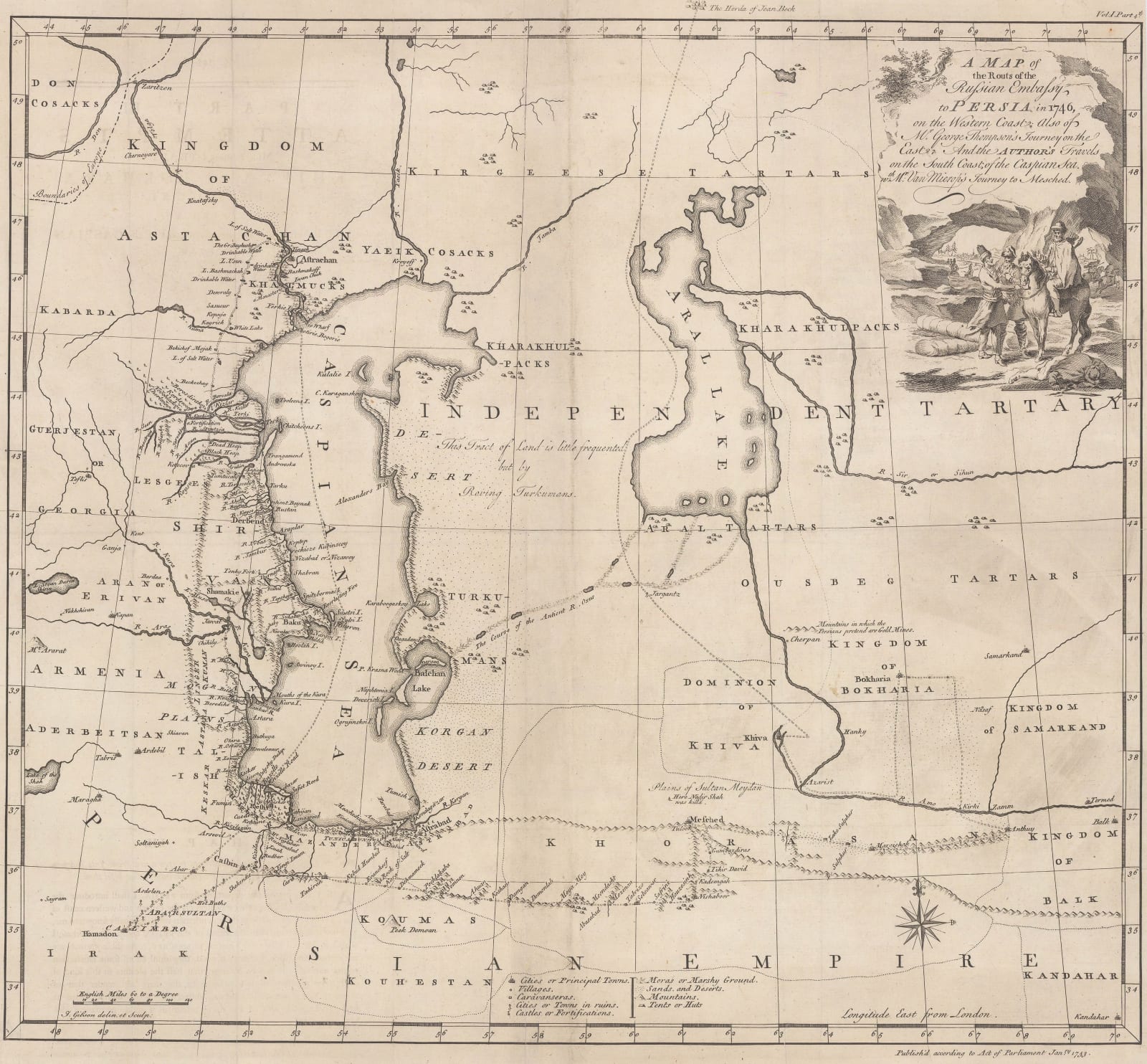 Jonas Hanway, The Caspian Sea, Aral Sea and Central Asia, 1753