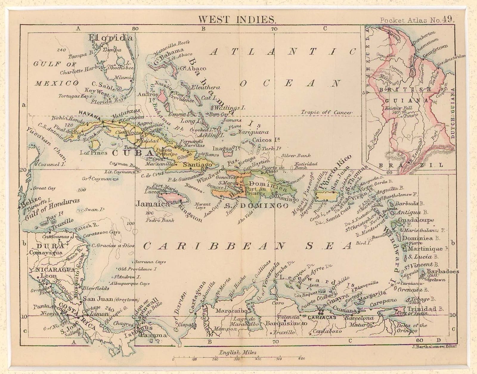 J.G. Bartholomew, West Indies, 1887