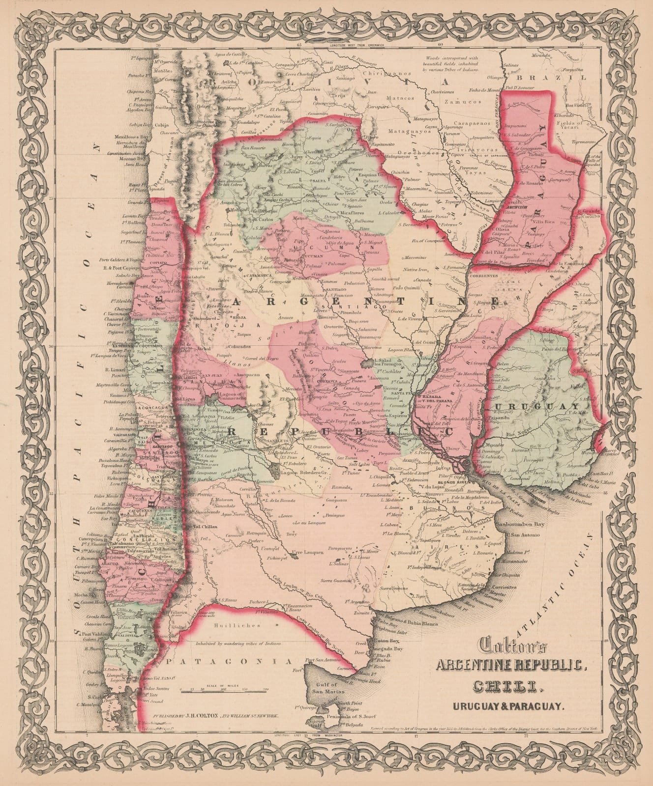 Joseph Hutchins Colton, Argentina, Chile, Uruguay & Paraguay, 1861