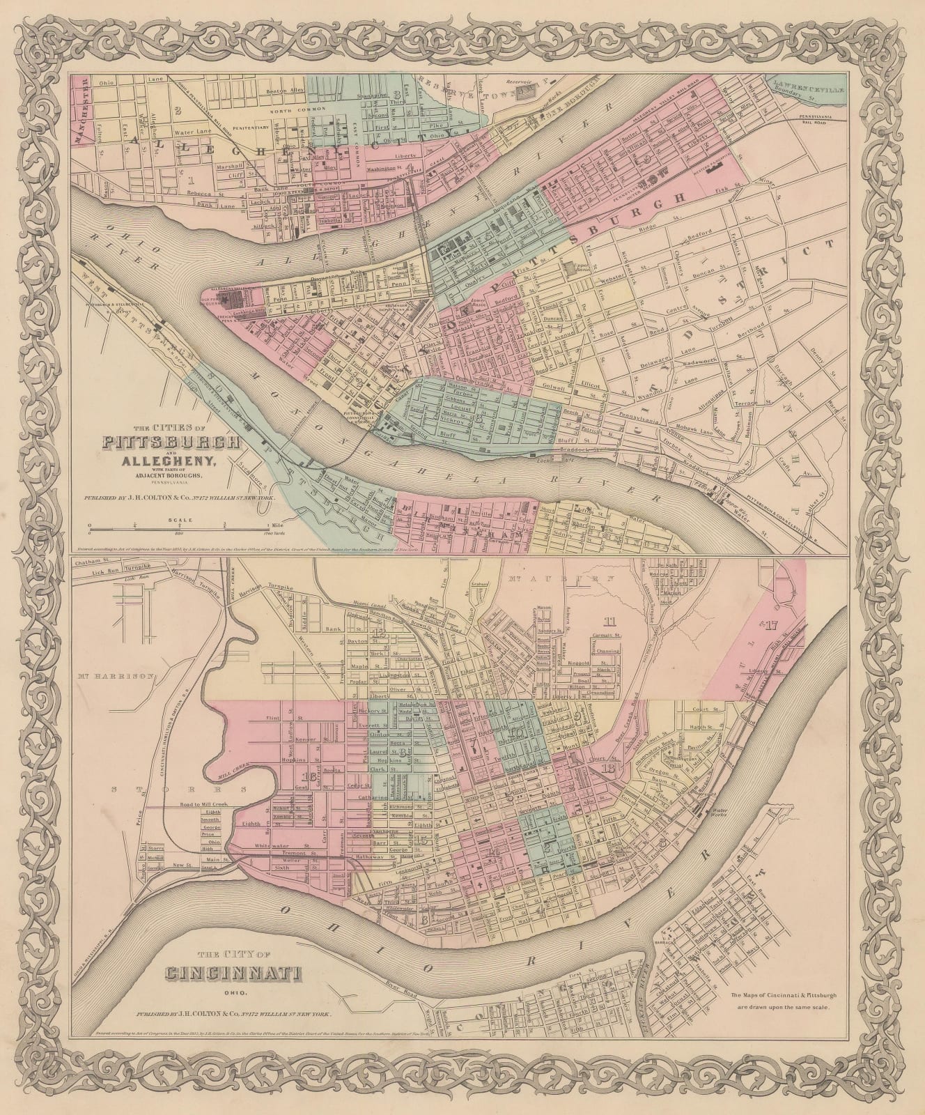 Joseph Hutchins Colton, Pittsburgh and Cincinnati, 1855