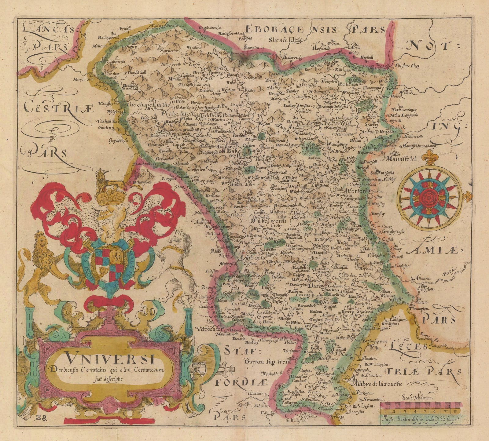 Christopher Saxton & William Hole, Universi Derbiensis Comitatus, 1637