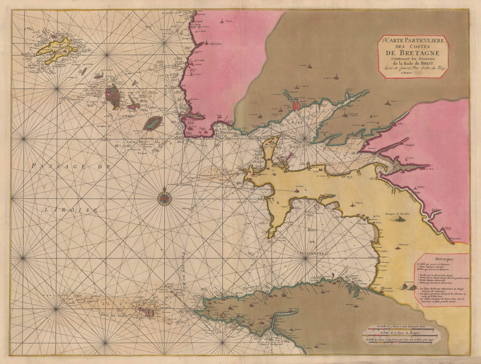 Pierre Mortier, Chart of the coast of Finistère, 1708