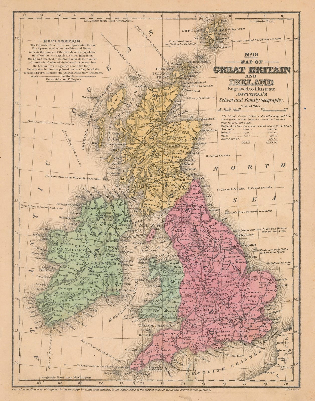 Samuel Augustus Mitchell, Map of Great Britain and Ireland, 1847