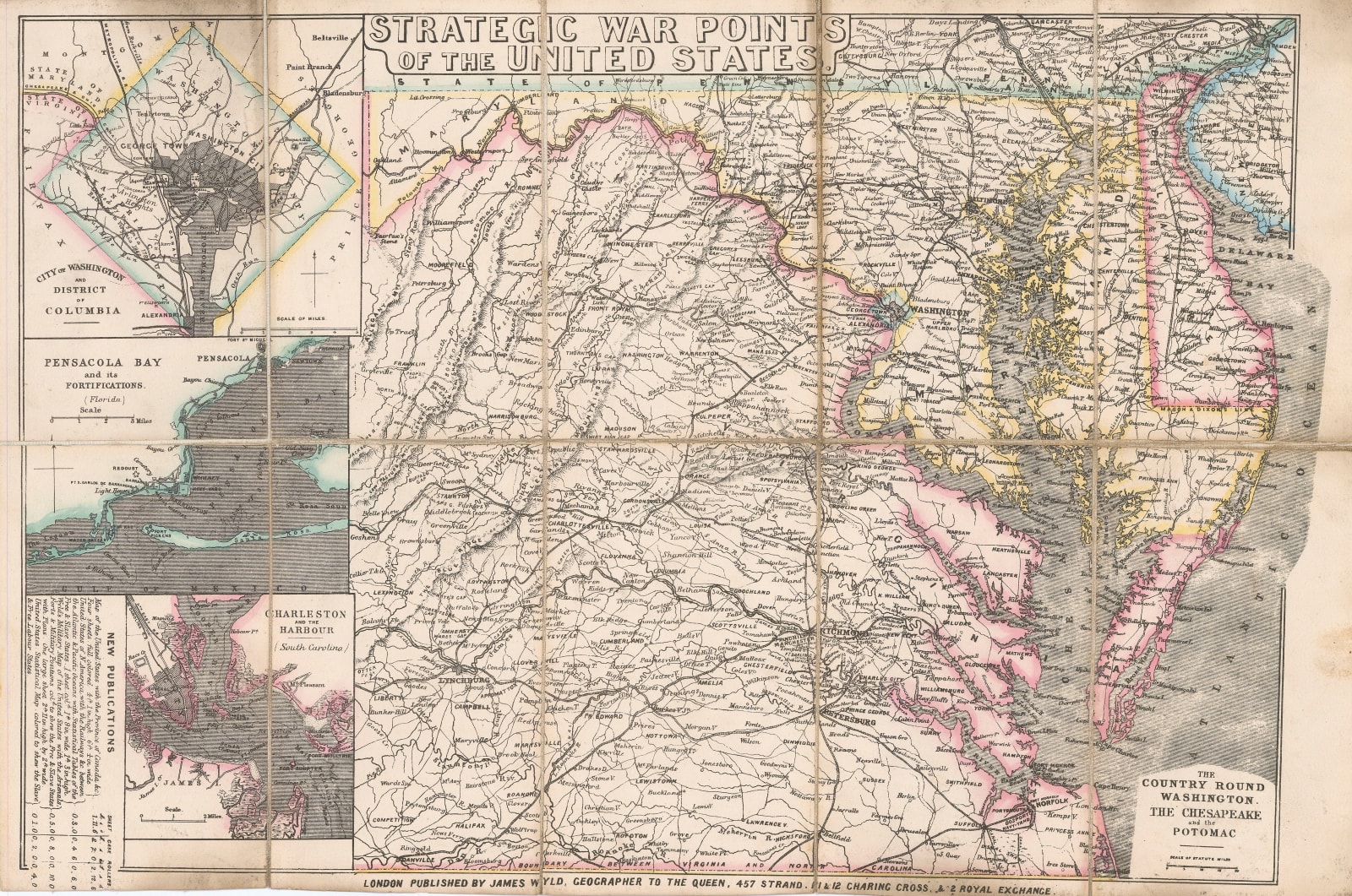 James Wyld, Civil War Map of Virginia, Maryland & Delaware, 1861