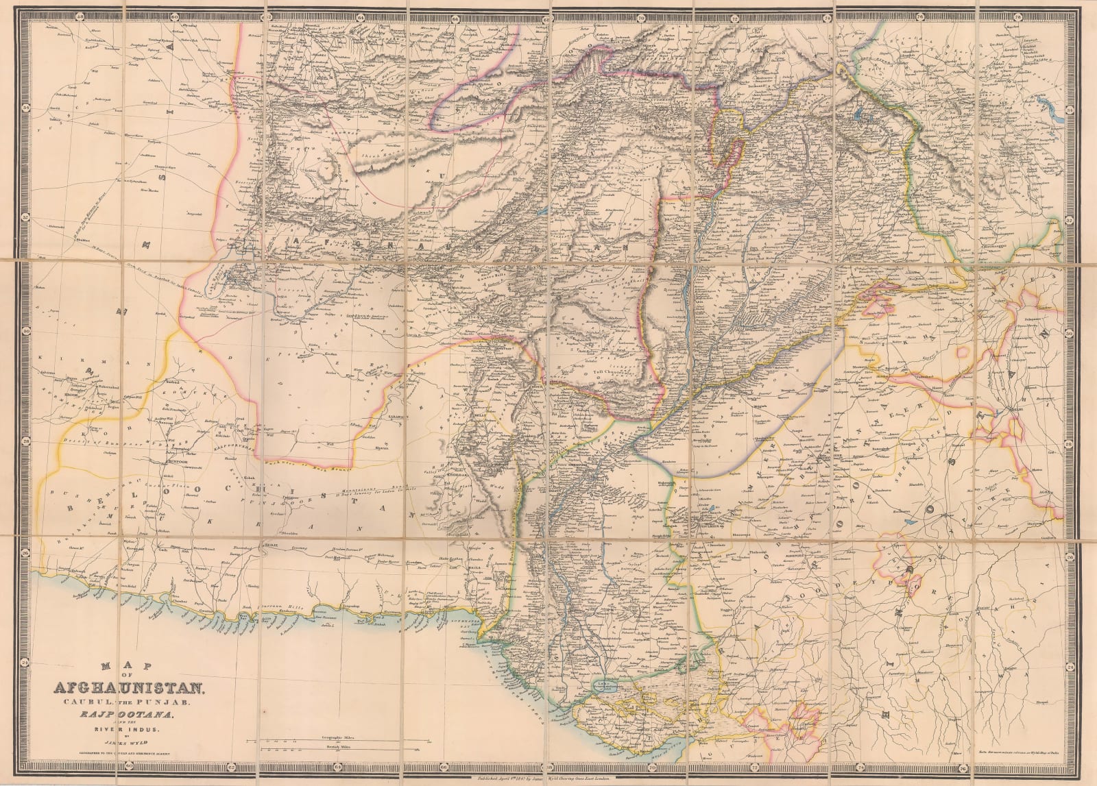 James Wyld, Map of Afghaunistan, Caubul, The Punjab, Rajpootana and the River Indus, 1842