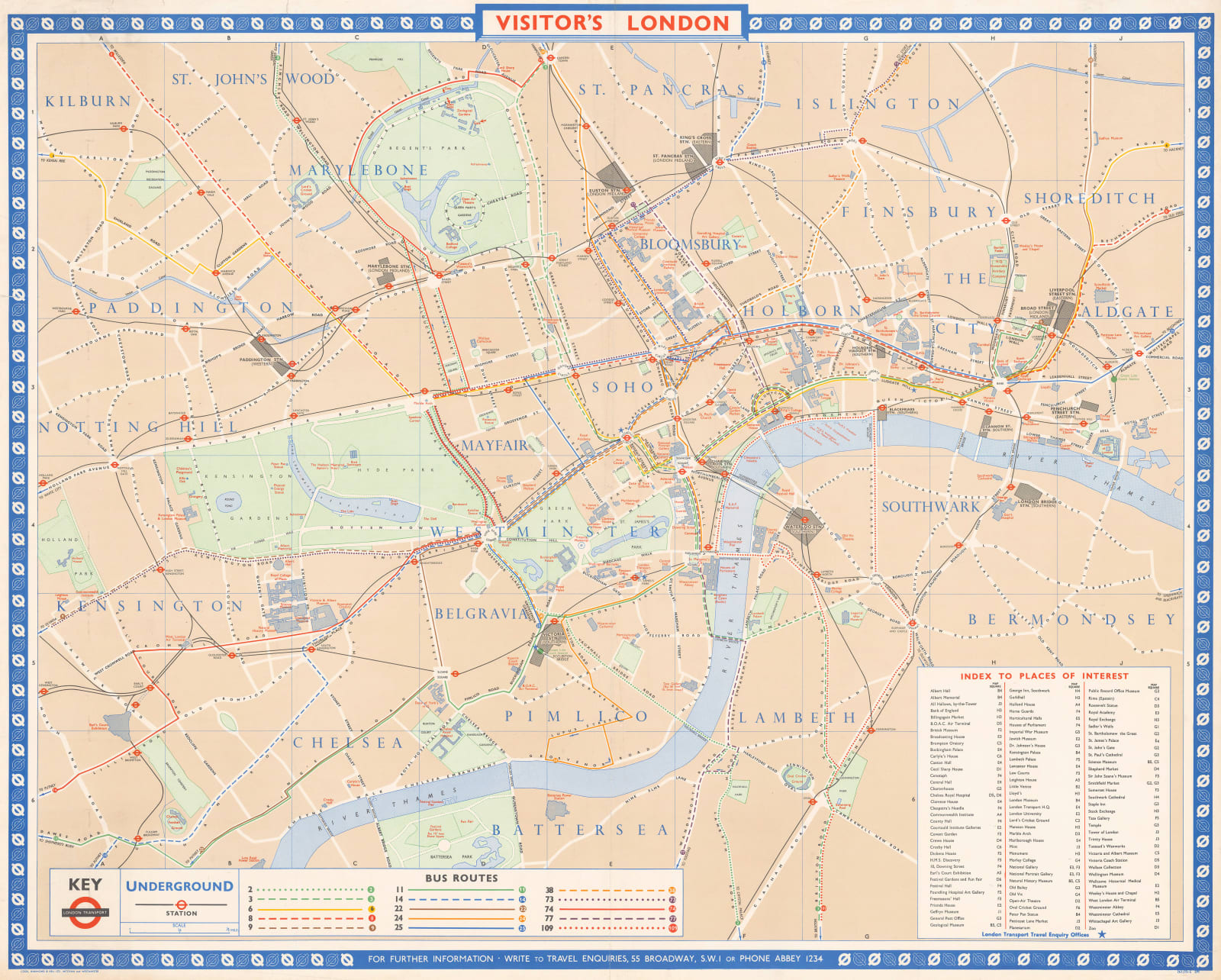 London Transport, Visitor's London Quad Royal Tube Map, 1963