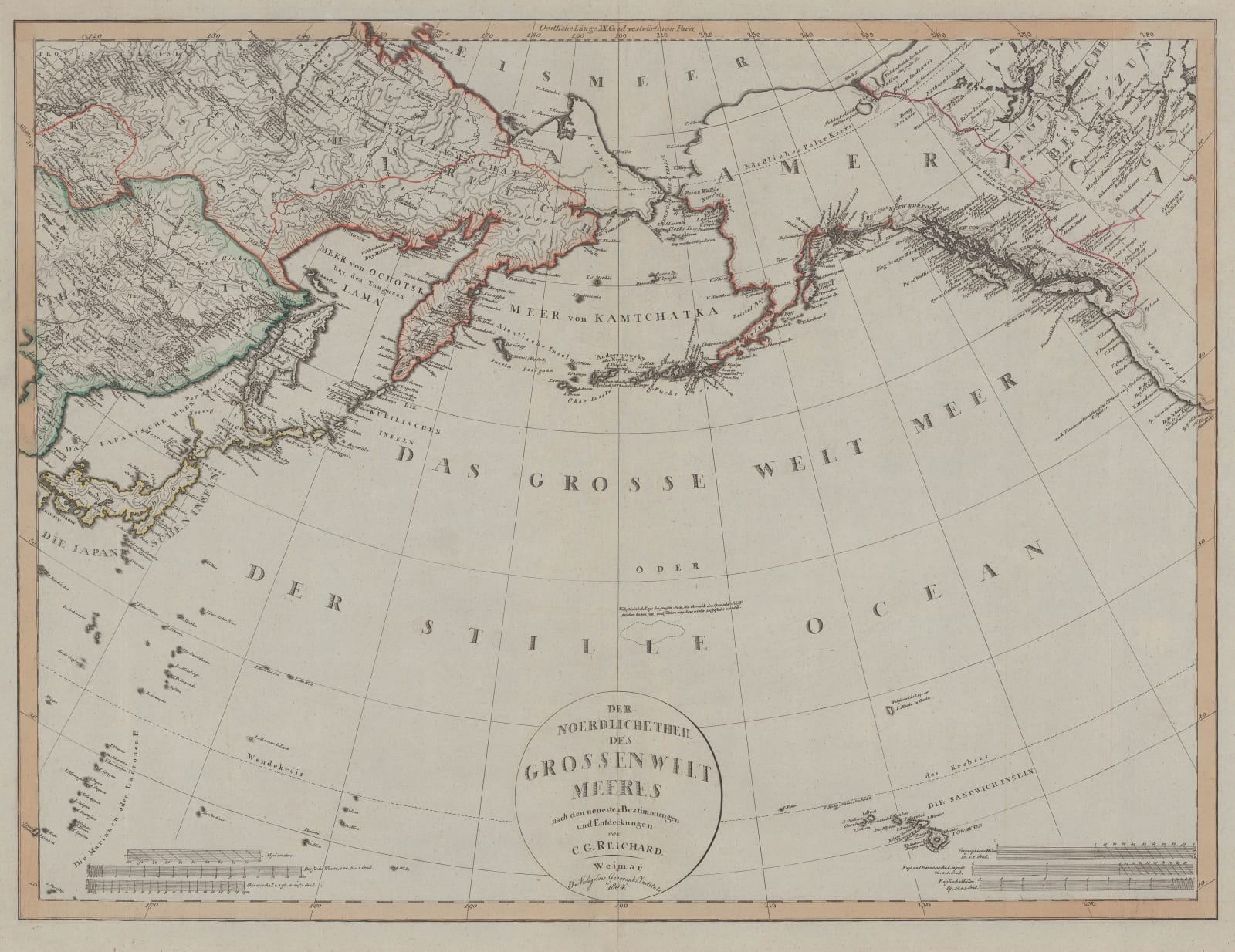 Christian Gottlieb Reichard, Chart of the North Pacific Ocean, 1804