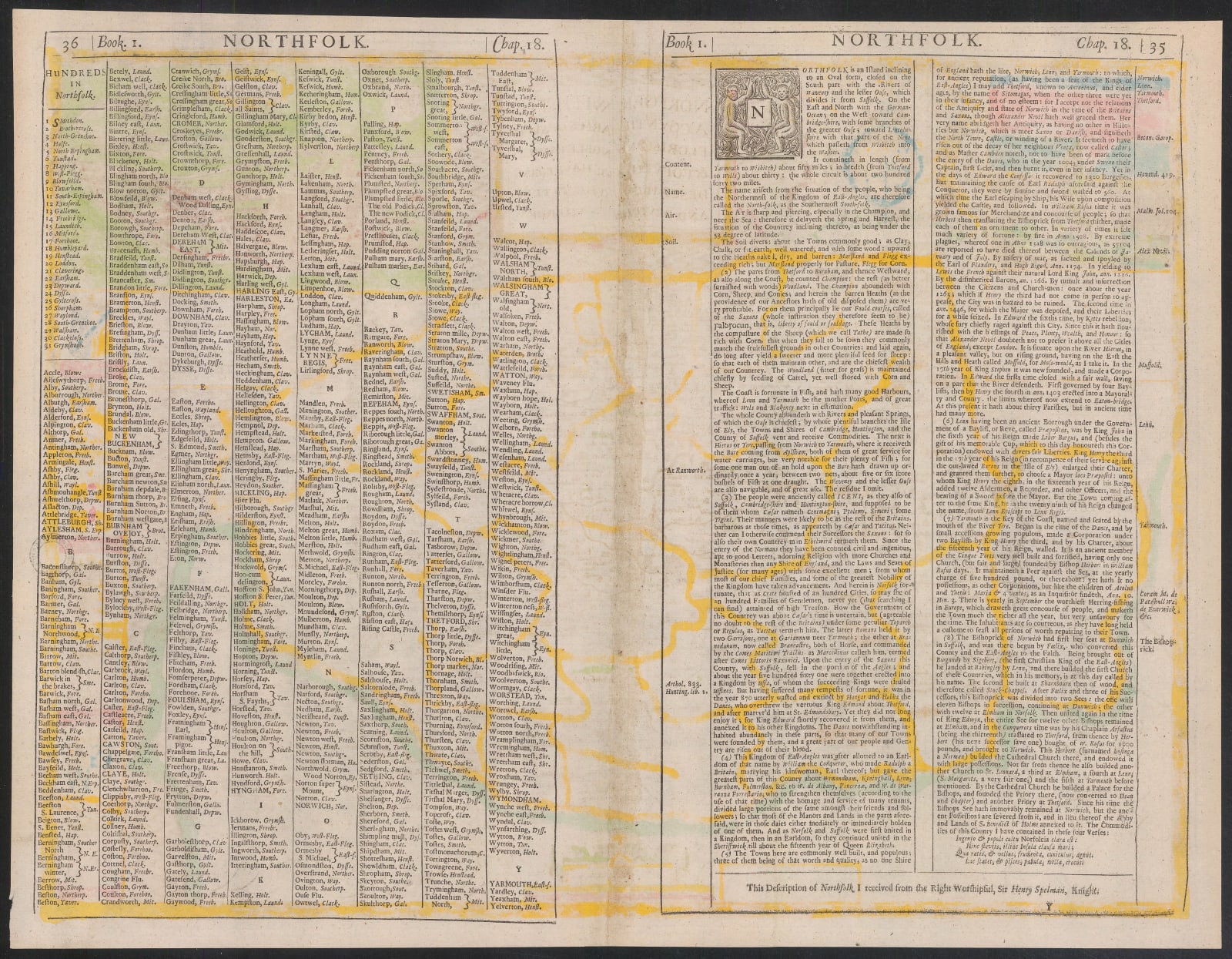 John Speed, Norfolk A Countie Florishing & Populous Described and Devided, 1676