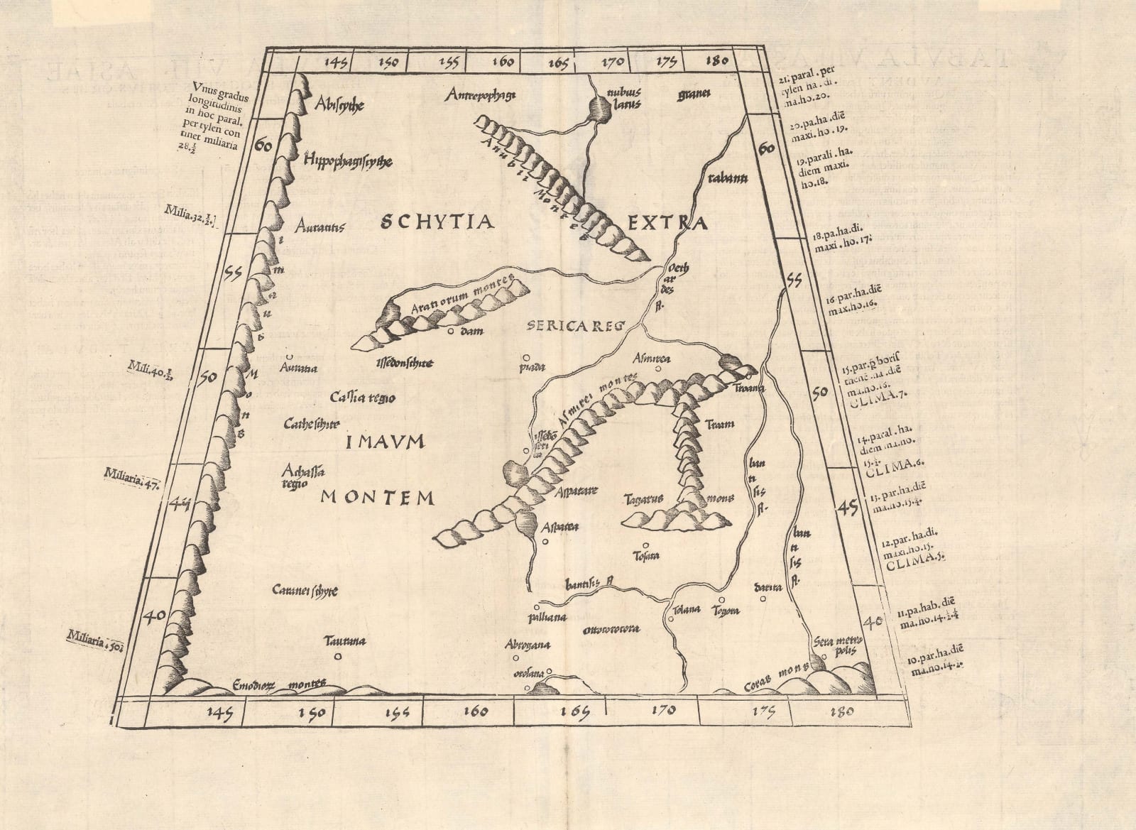 Claudius Ptolemy & Laurent Fries, Ptolemaic Map of Central Asia, or Scythia, 1535
