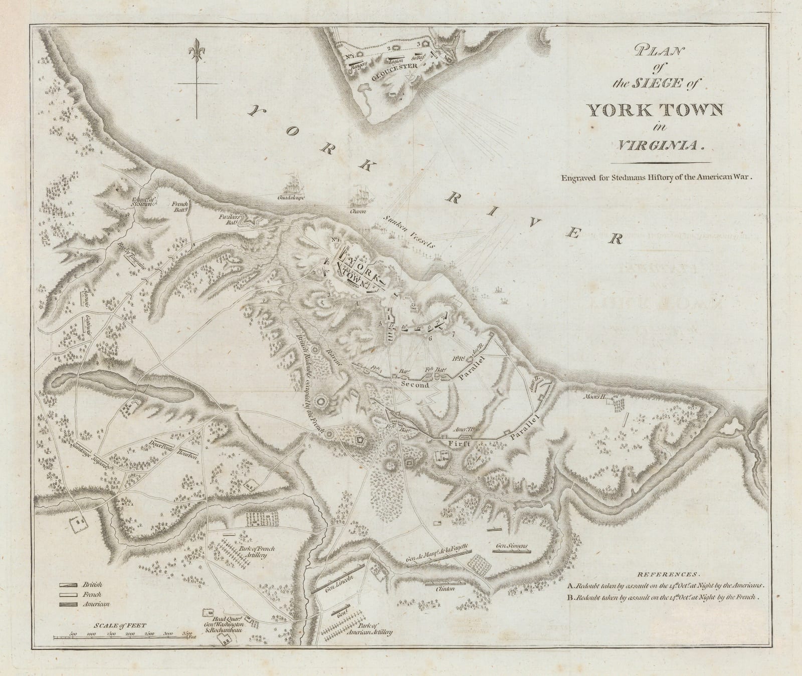 Charles Stedman, Plan of the siege of Yorktown in Virginia , 1794