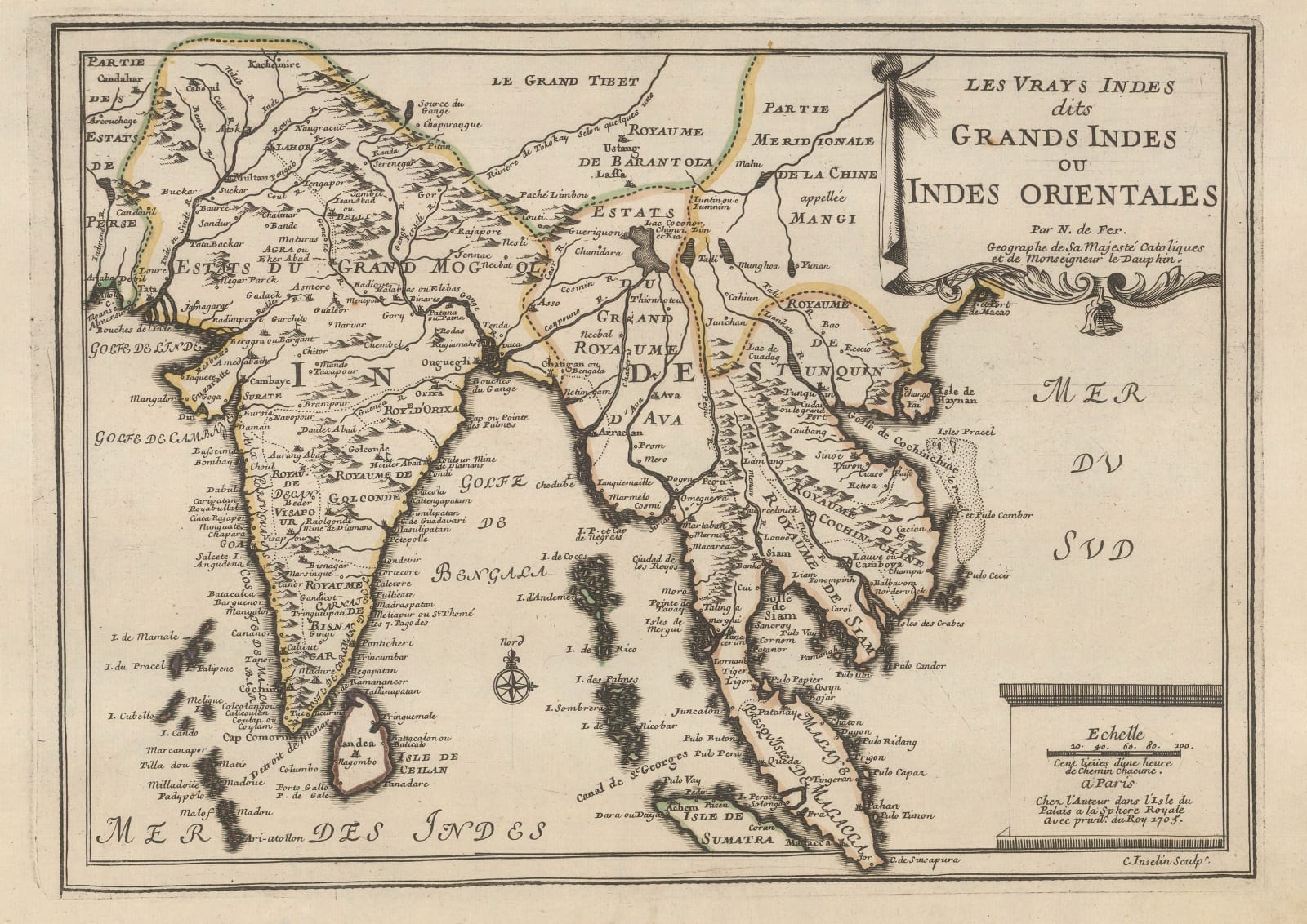 Nicolas de Fer, India and the Malay Peninsula, 1705