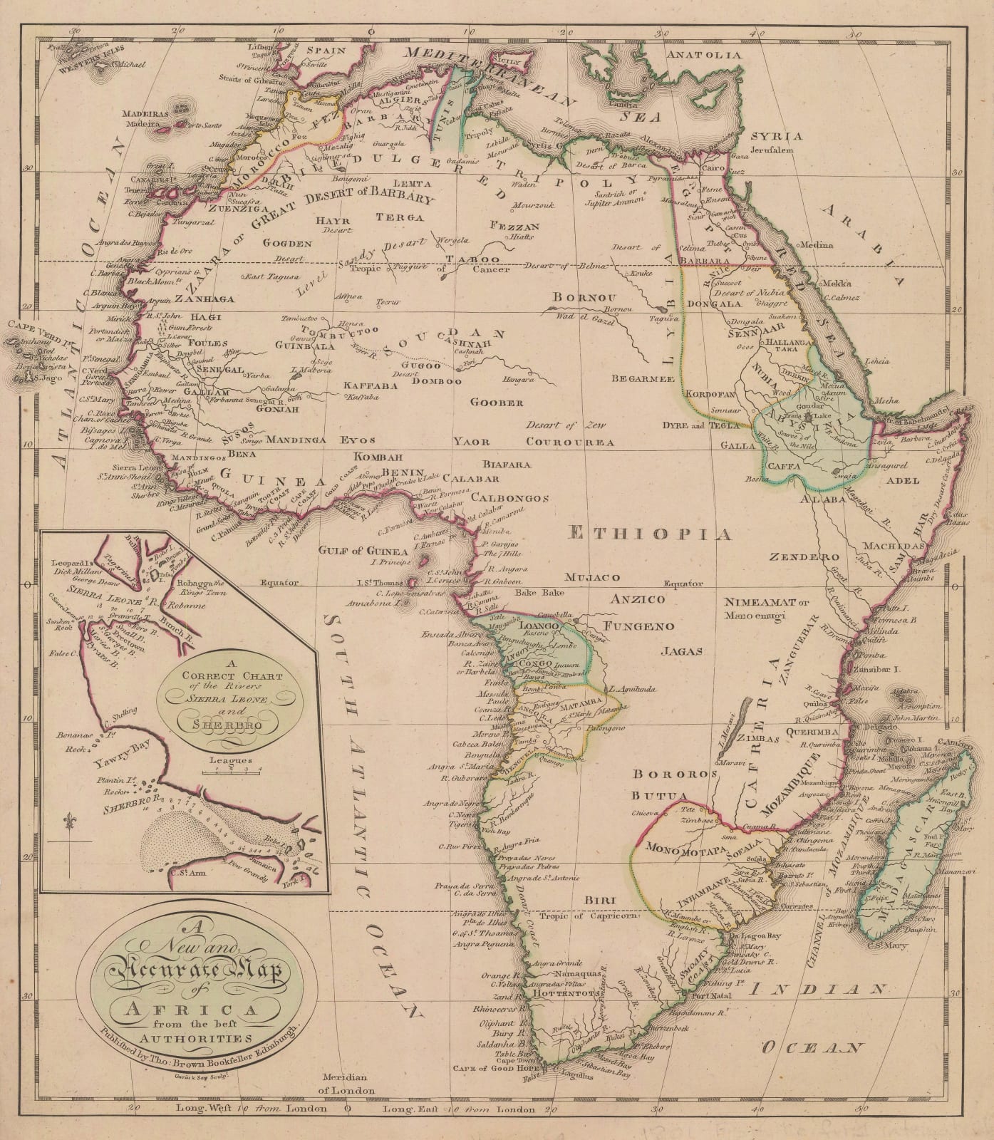 Thomas Brown, A New and Accurate Map of Africa, 1801