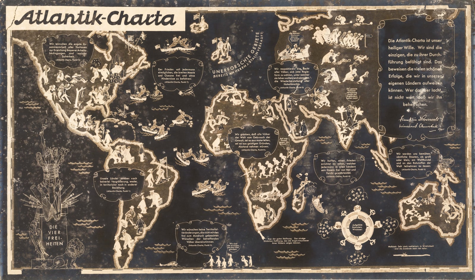 Anonymous, German Propaganda map attacking the Atlantic Charter, 1942 c.