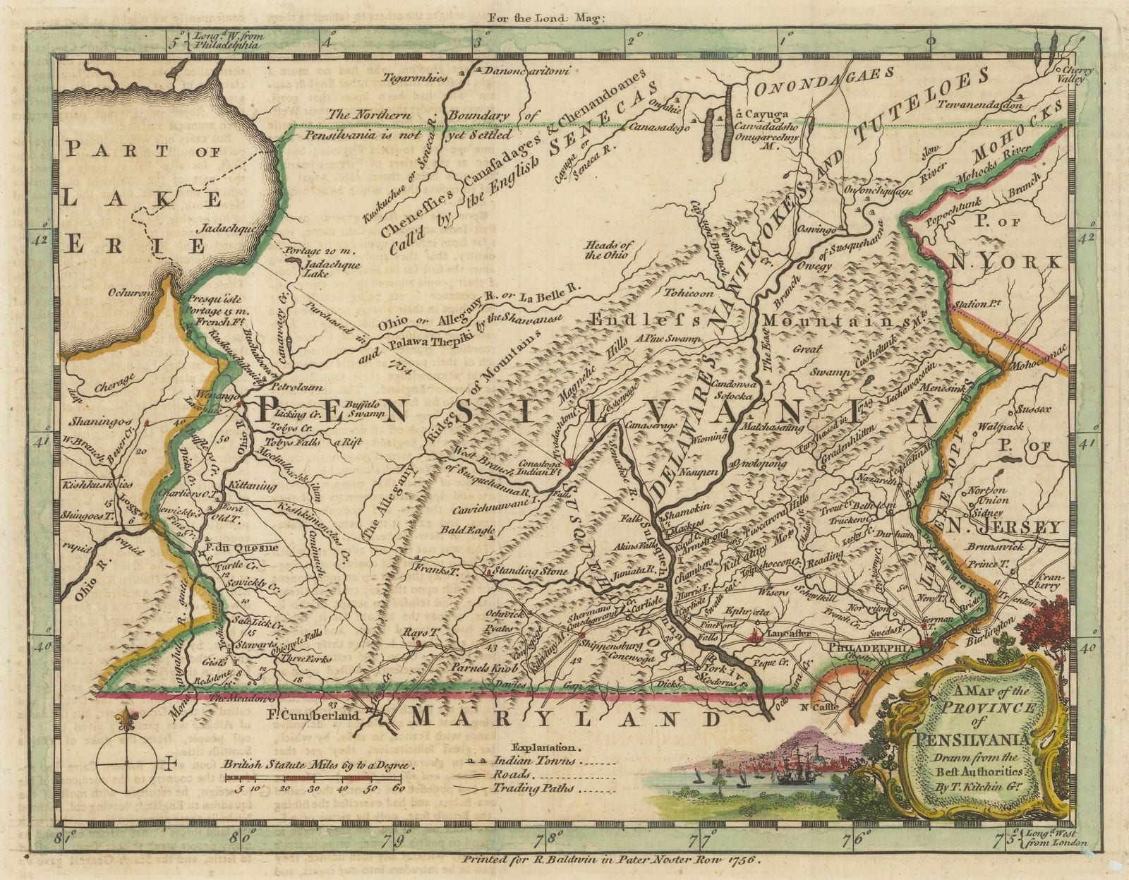 London Magazine, A Map of the Province of Pennsylvania, 1756