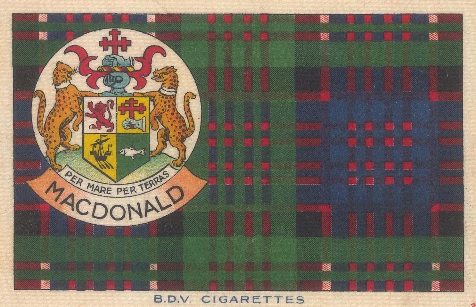 BDV Cigarettes, Arms - MacDonald tartan, 1910