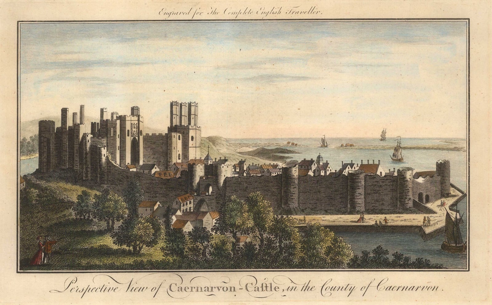 The Complete English Traveller, Wales - Caernarfon Castle and old town, 1773