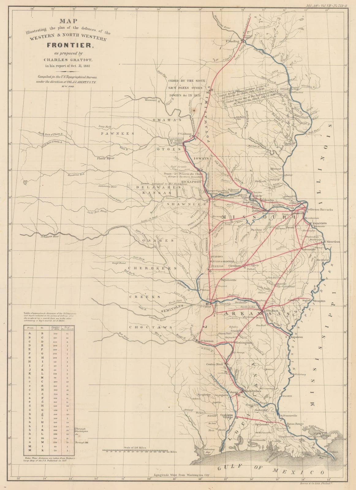 Washington Hood, Map Illustrating the plan of the defences of the Western & North Western Frontier, 1861