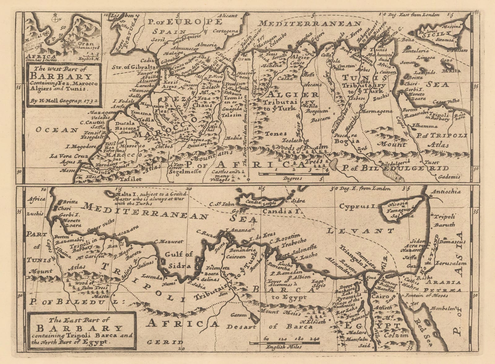 Herman Moll, North Africa, 1755 c.