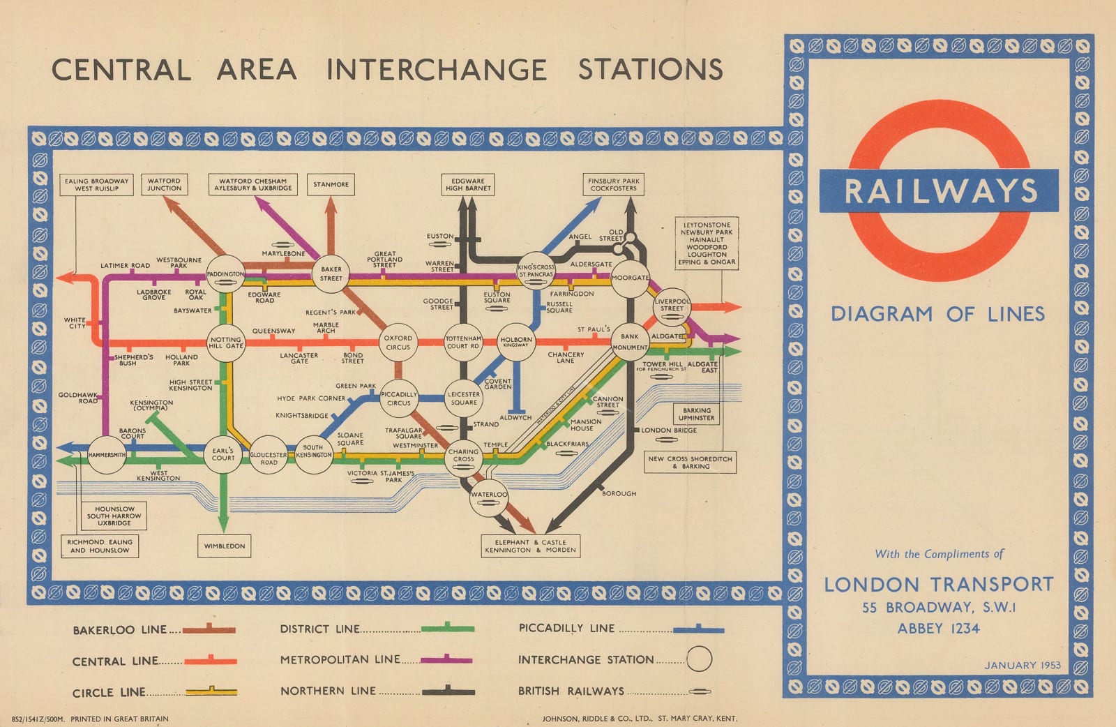 Harry Beck, 1953 London Underground Map, 1953