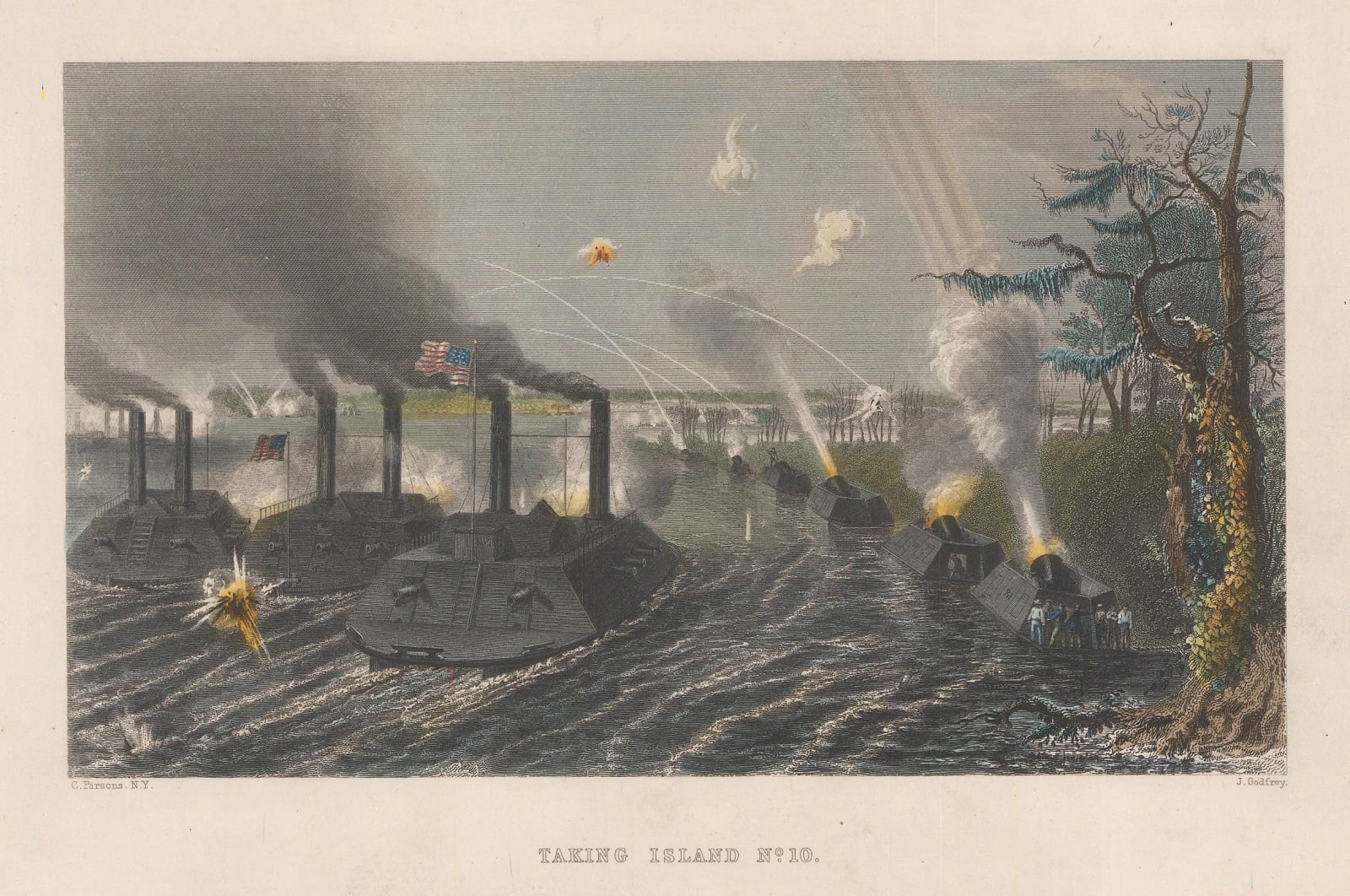 C. Parsons, US Navy - Civil War, The Battle of Island No. 10., 1870 c.