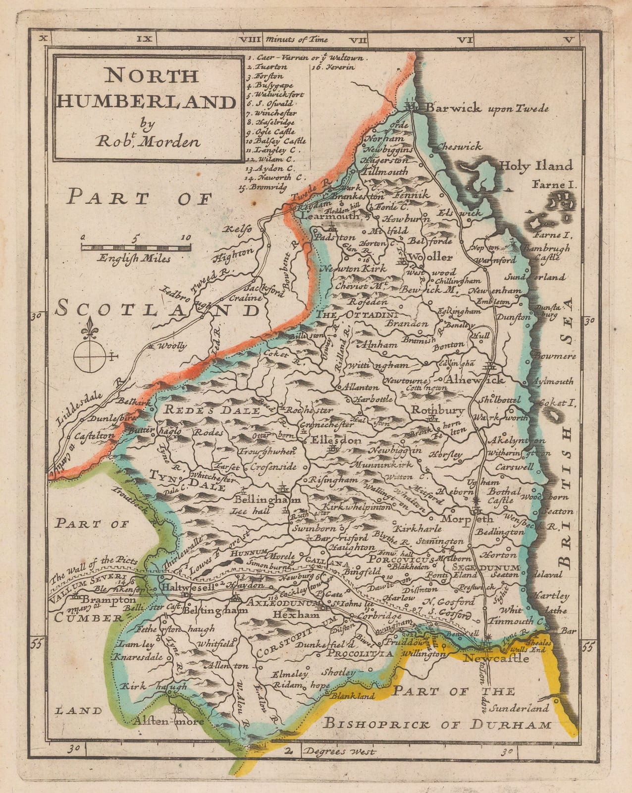 Robert Morden, Northumberland, 1708