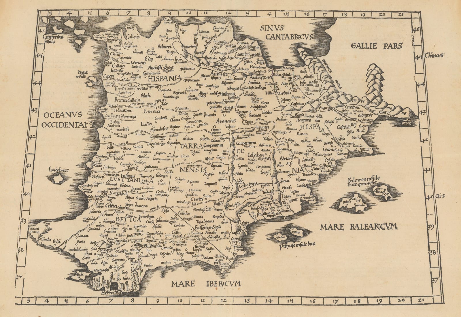 Claudius Ptolemy & Laurent Fries, Ptolemaic Map of Spain & Portugal, 1541