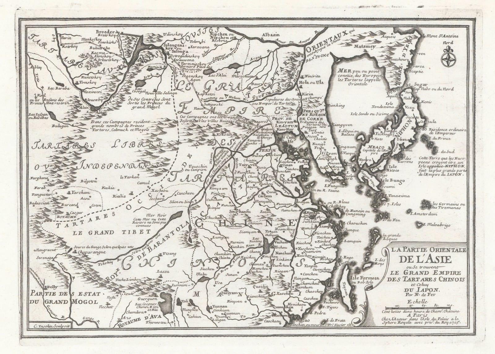 Nicolas de Fer, China, Japan & Korea, 1705