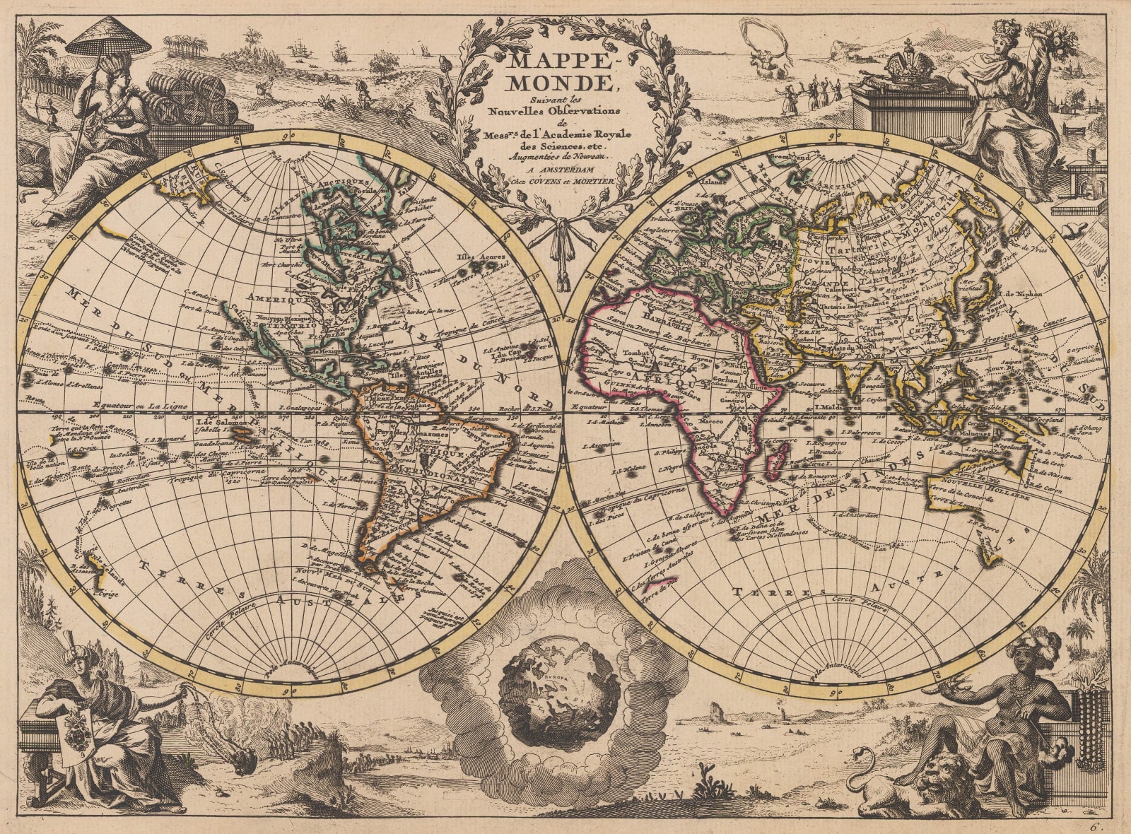 Covens (Jean) & Mortier (Cornelius), Mappe Monde, 1730 c.