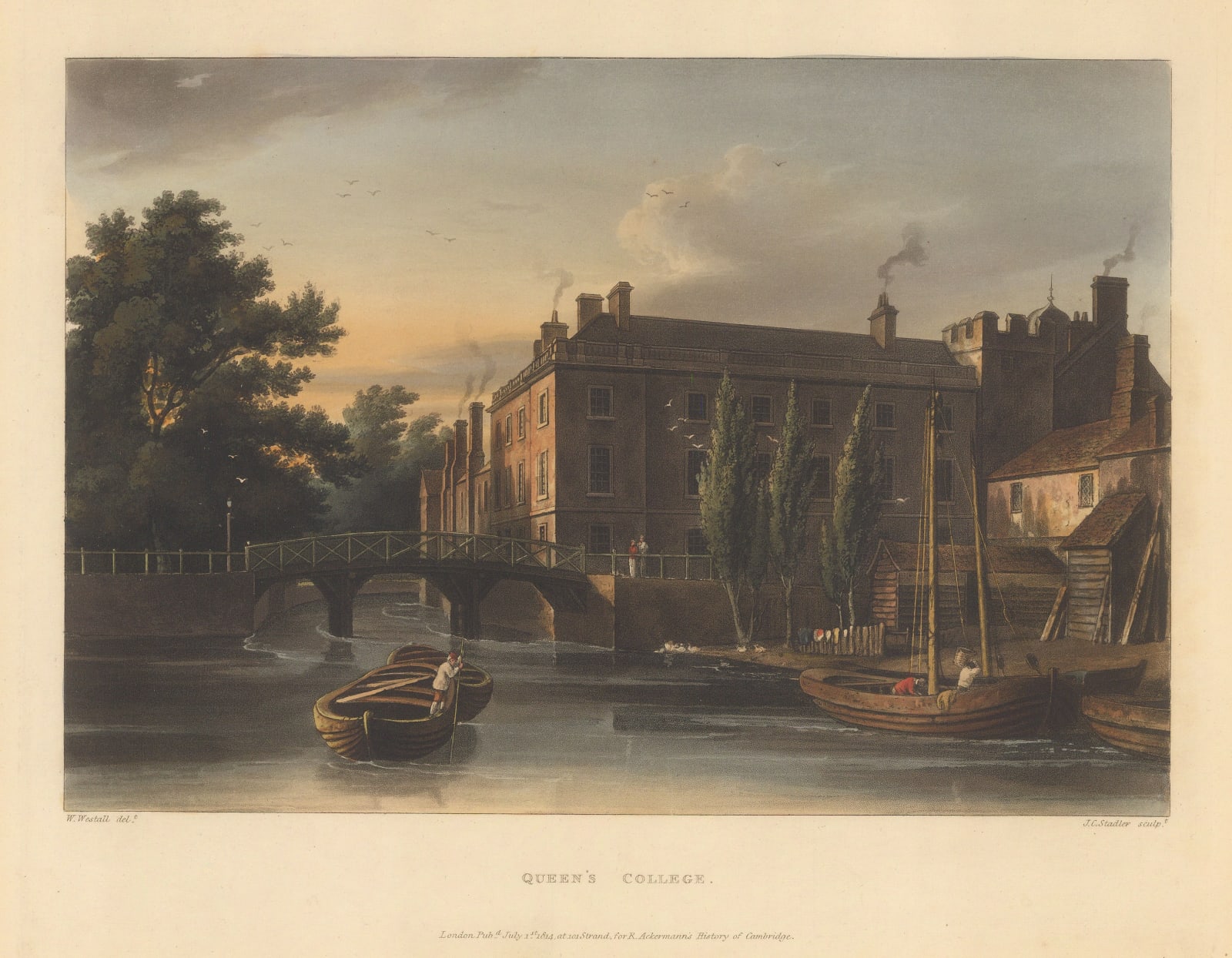 Rudolph Ackermann, Cambridge University - Queen's College, Mathematical Bridge, 1814