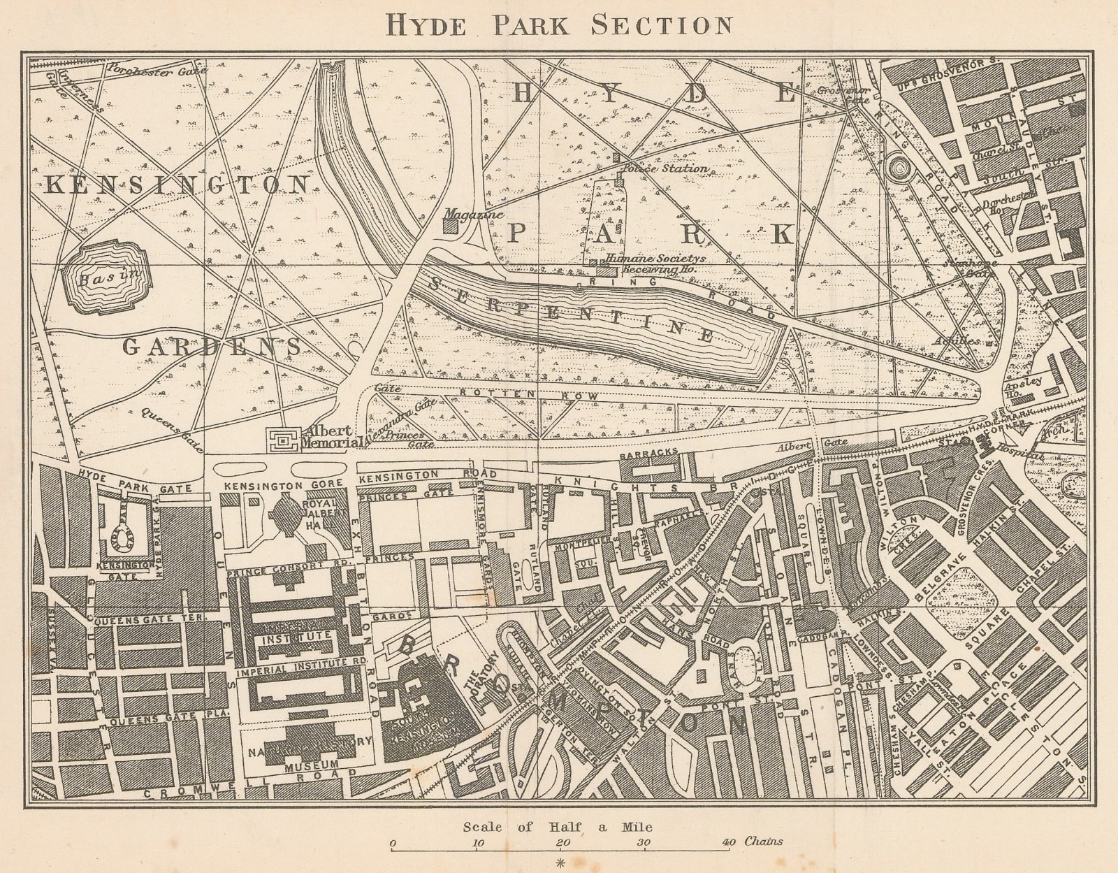 J.G. Bartholomew, Knightsbridge, South Kensington and Hyde Park, 1908
