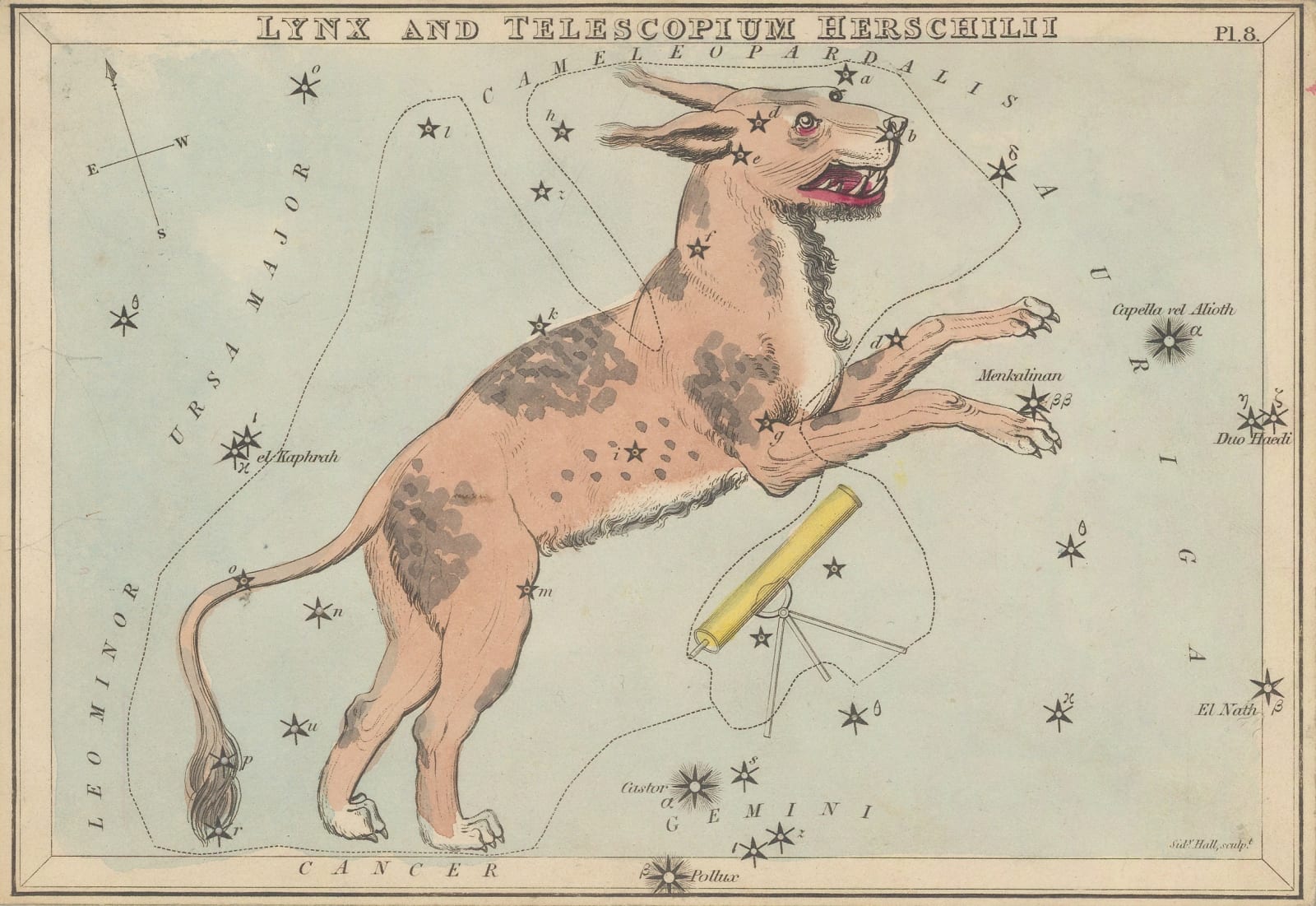 Samuel Leigh, Constellations - The Lynx and Hershel's Telescope, 1824 c