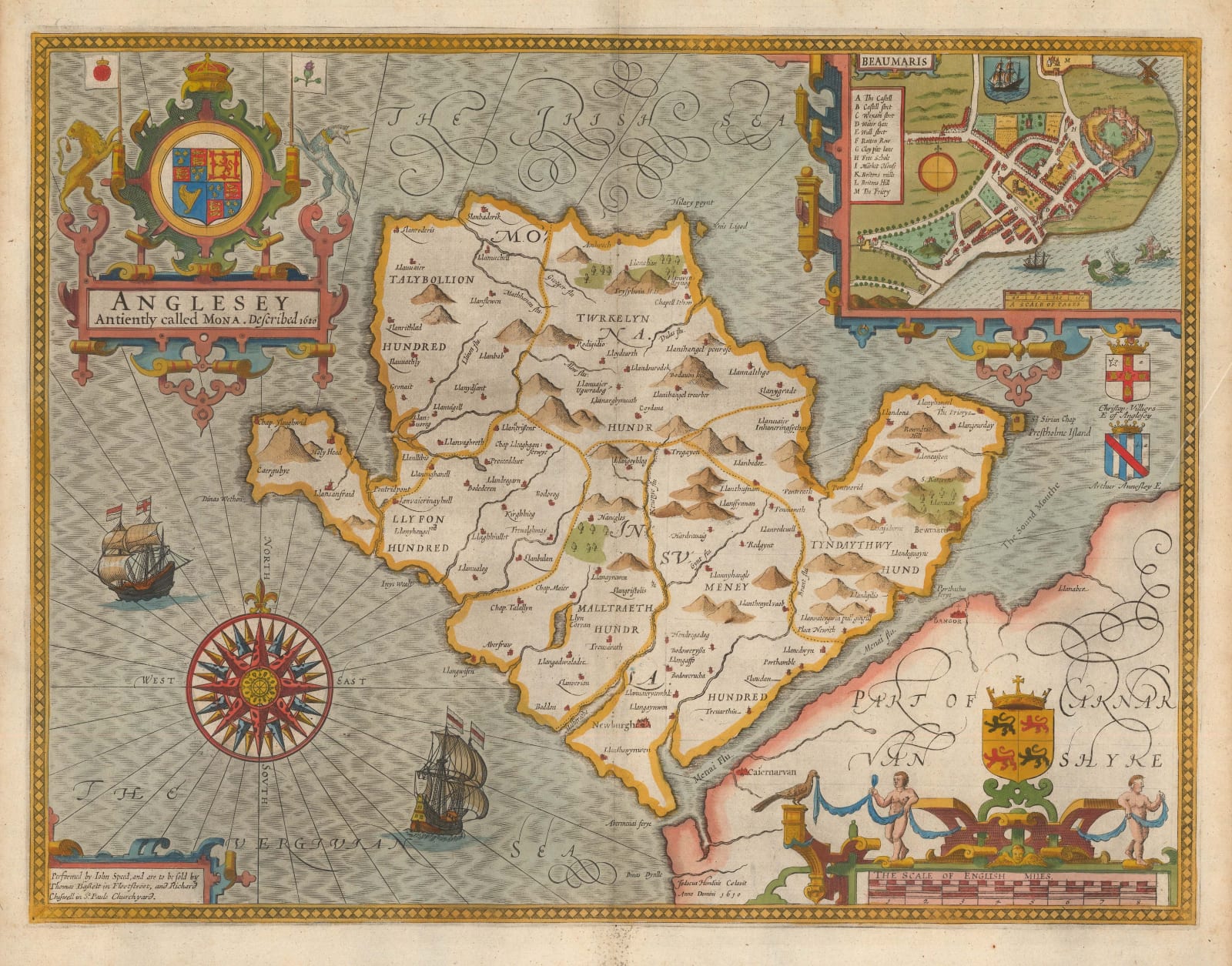 John Speed, Anglesey - Antiently called Mona, 1676