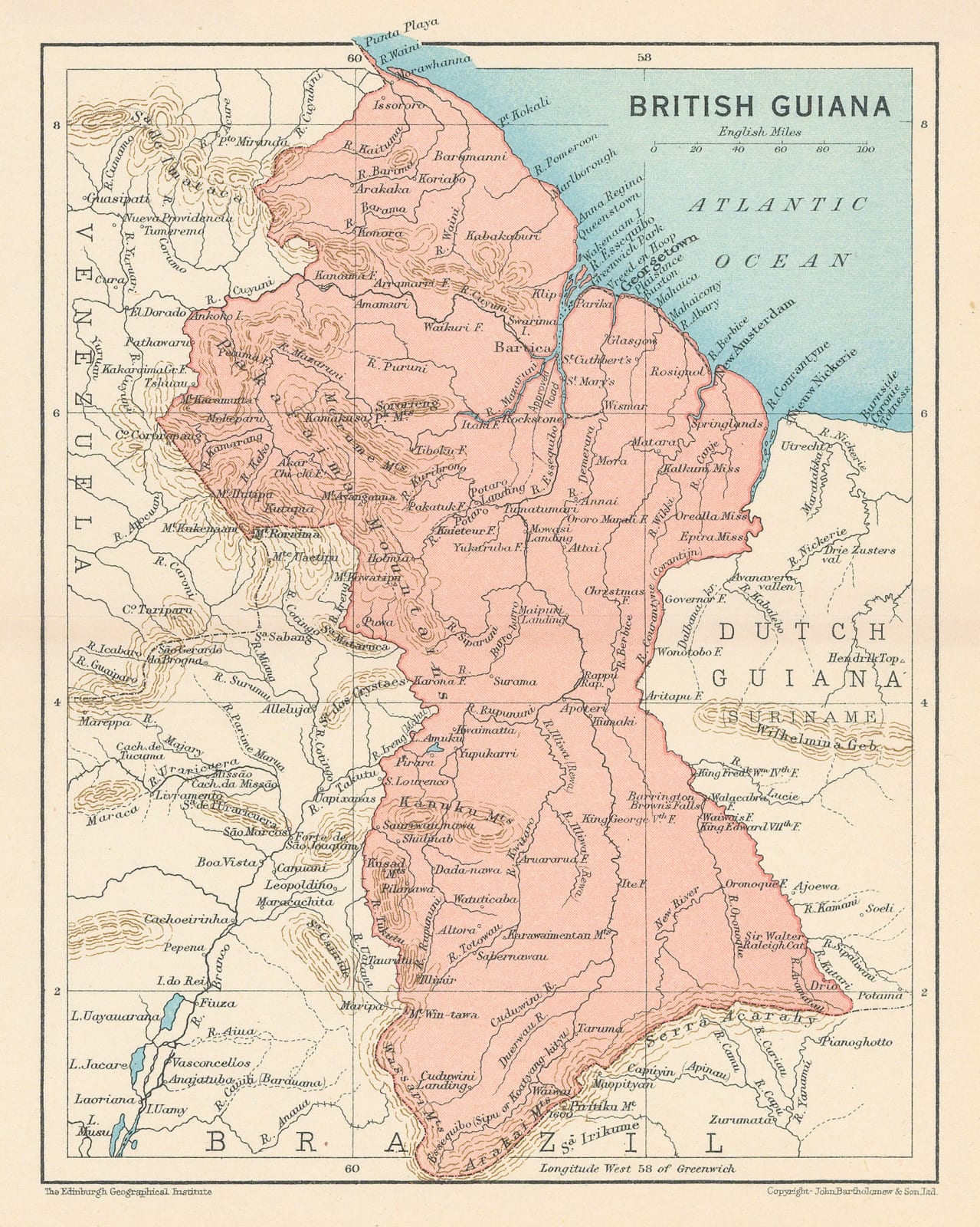 John Bartholomew & Son, Guyana, 1927