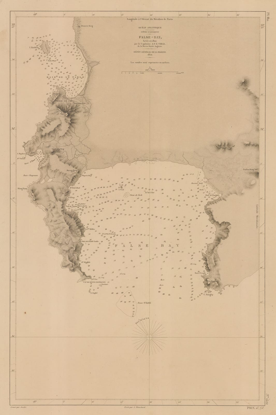 French Admiralty, Chart of False Bay, 1852